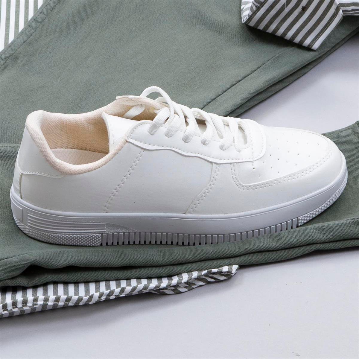 Çizgili Haki Gömlek Pantolon Ayakkabı Kombin