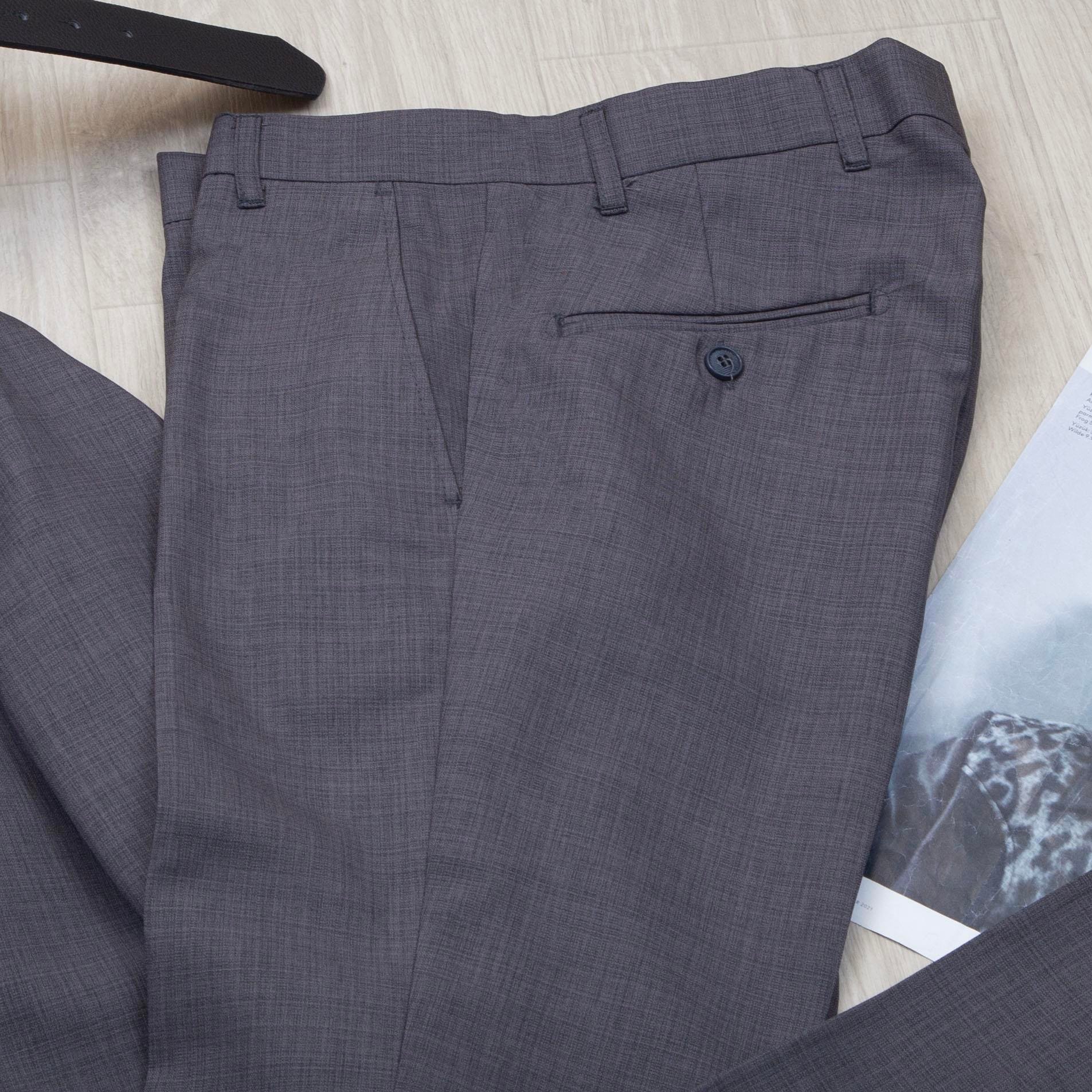 Çizgili Koyu Gri Kruvaze Takım Elbise Kombini