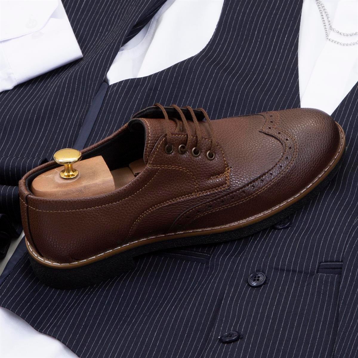 Çizgili Lacivert Takım Elbise Kombini