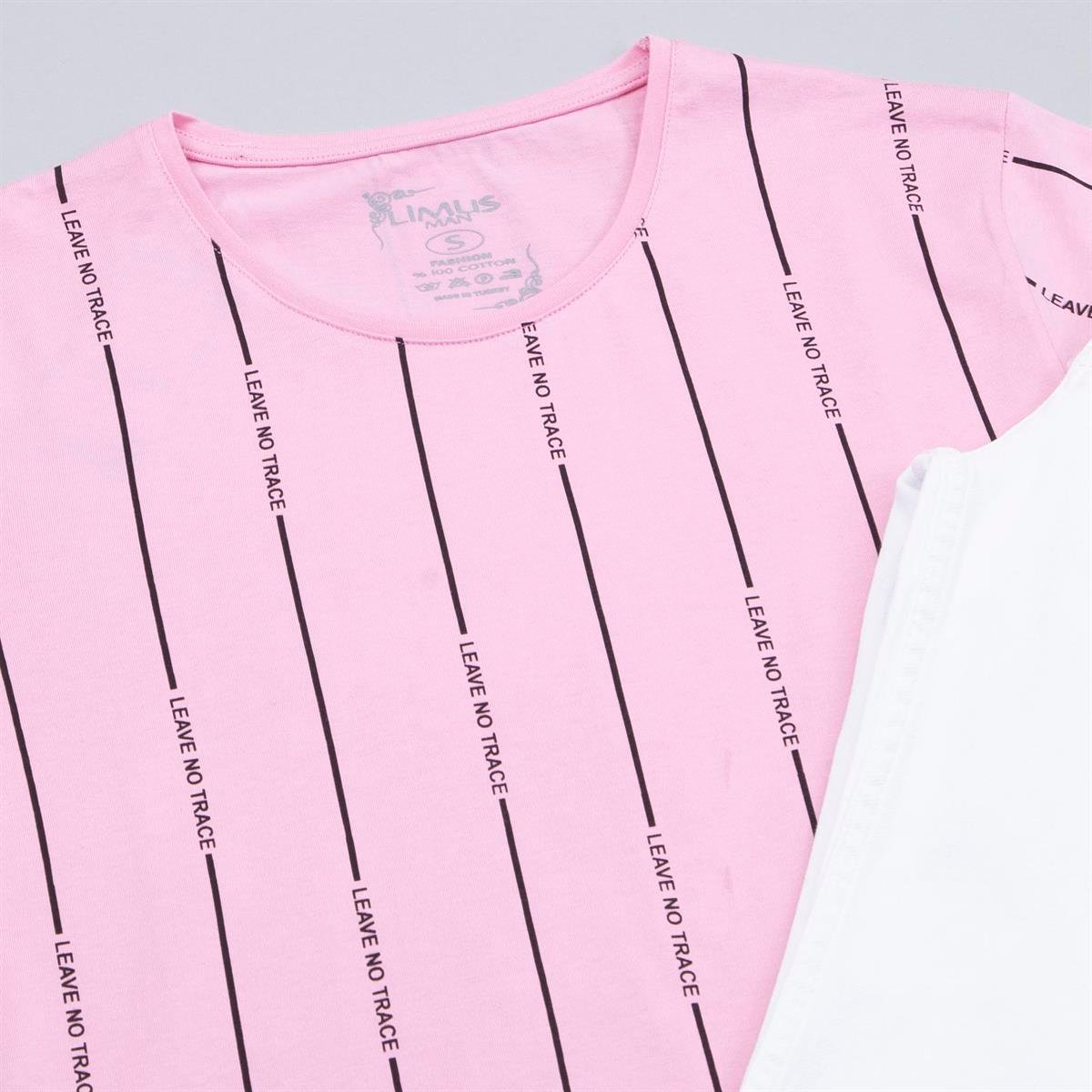 Çizgili Pembe Tişört Pantolon Ayakkabı Kombin