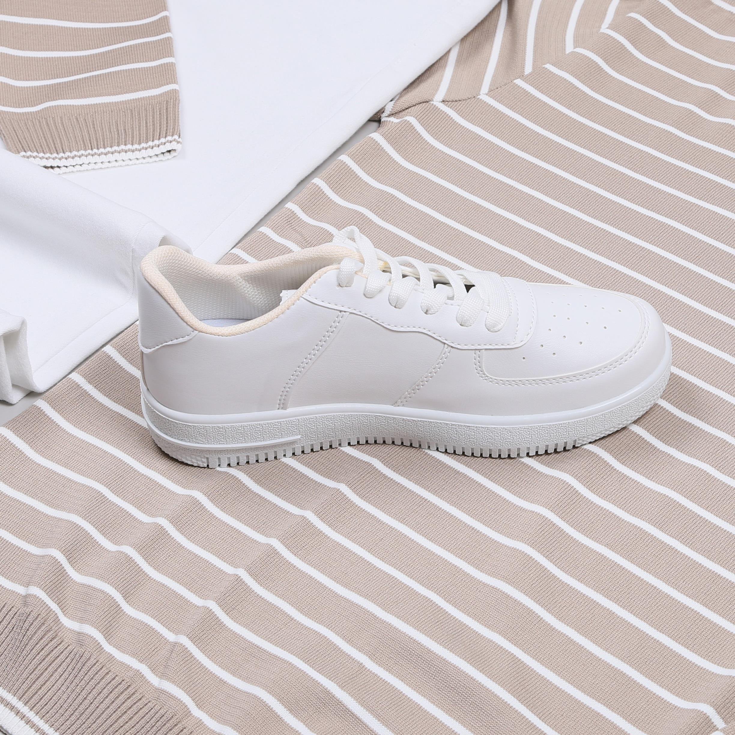 çizgili triko kazak kombini