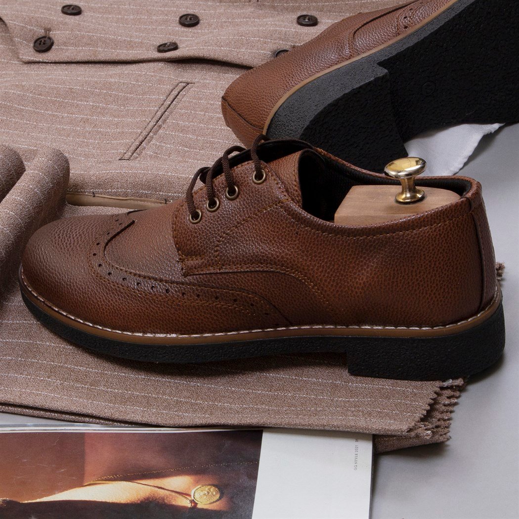 Çizgili Vizon Takım Elbise Kombini