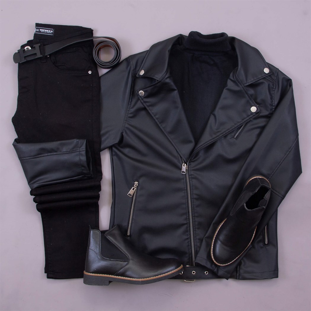 deri ceket pantolon bot kombini