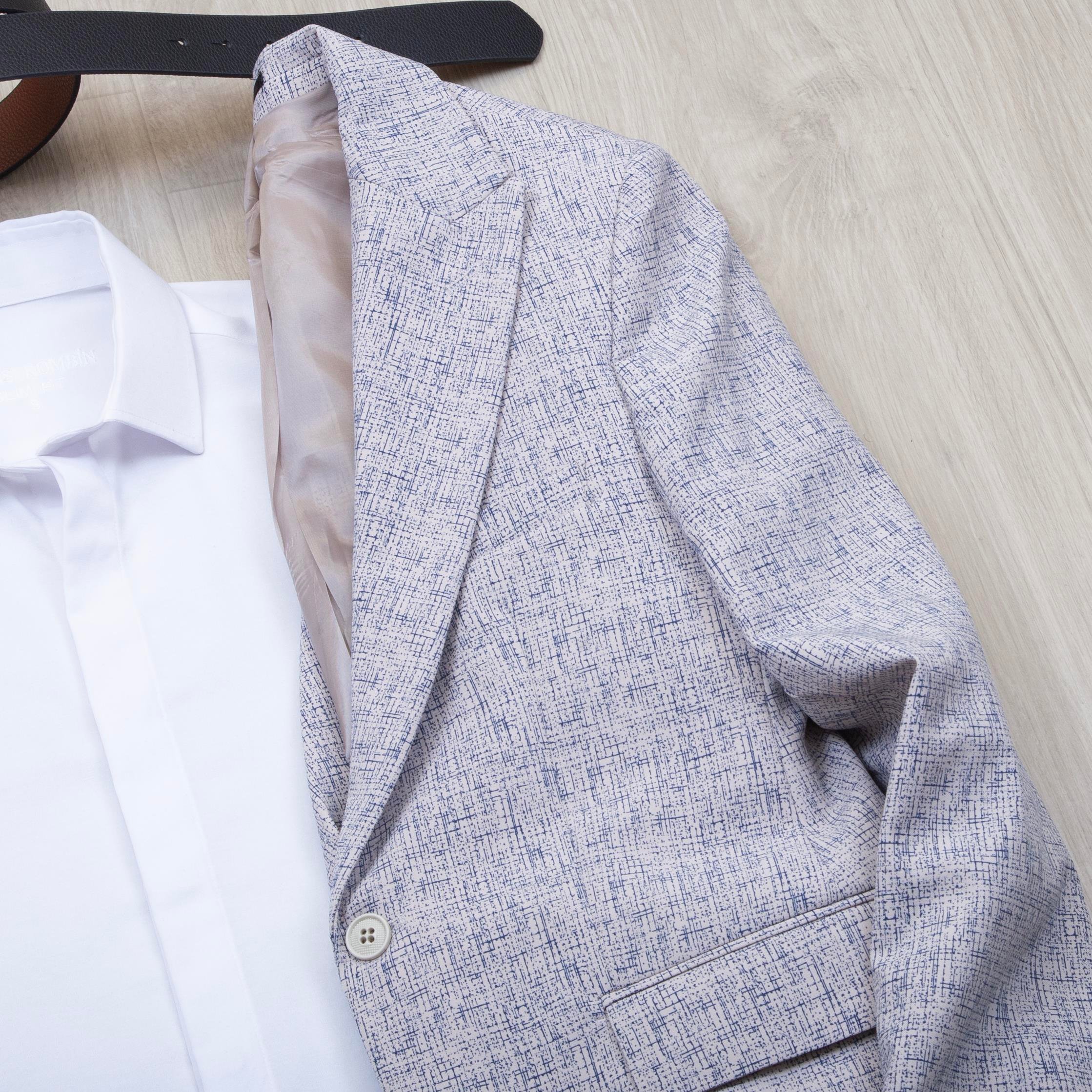 Desenli Blazer Ceket Gömlek Pantolon Ayakkabı Kombin