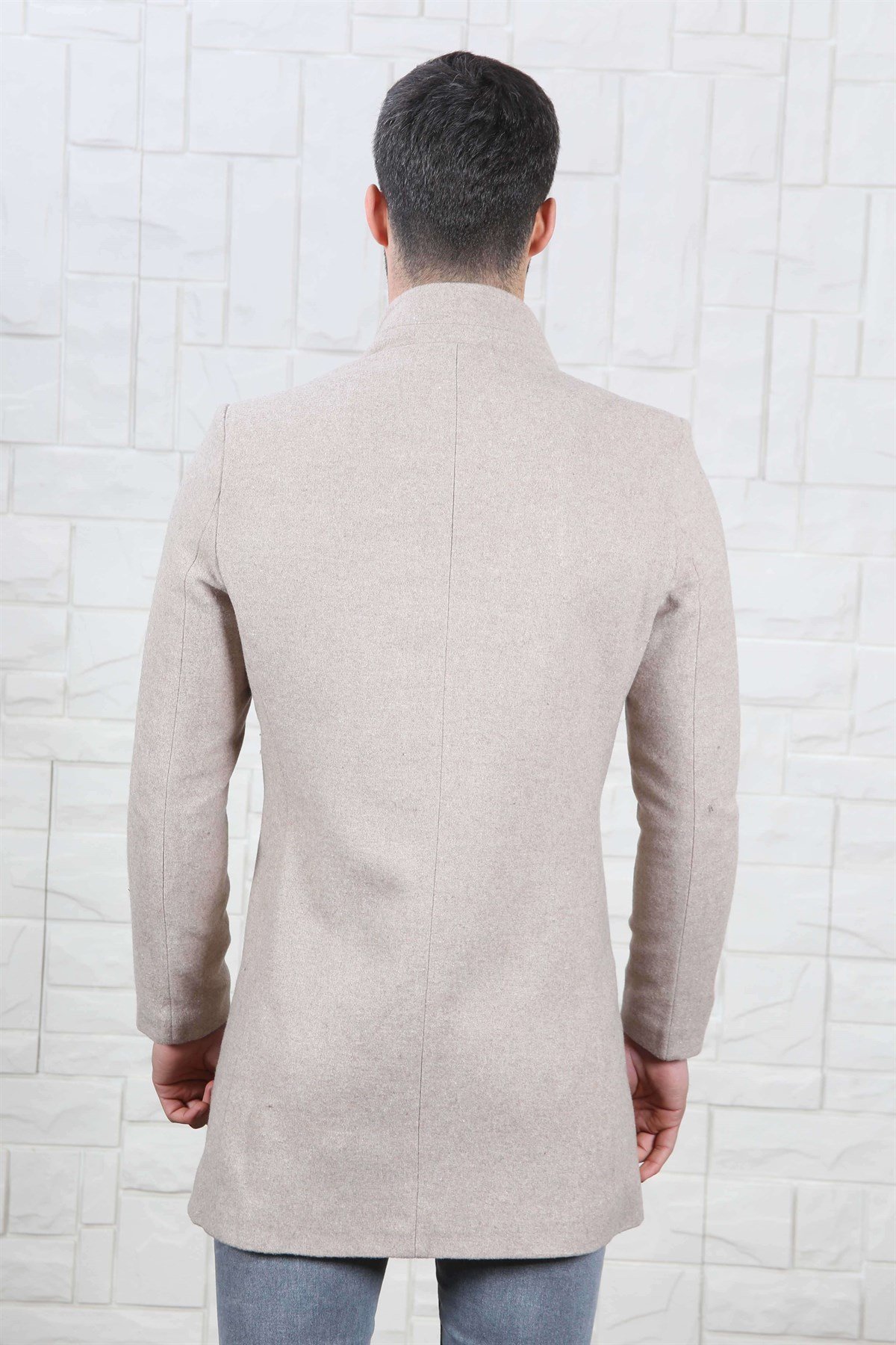 DİK YAKA KAŞE ERKEK KABAN BEJ