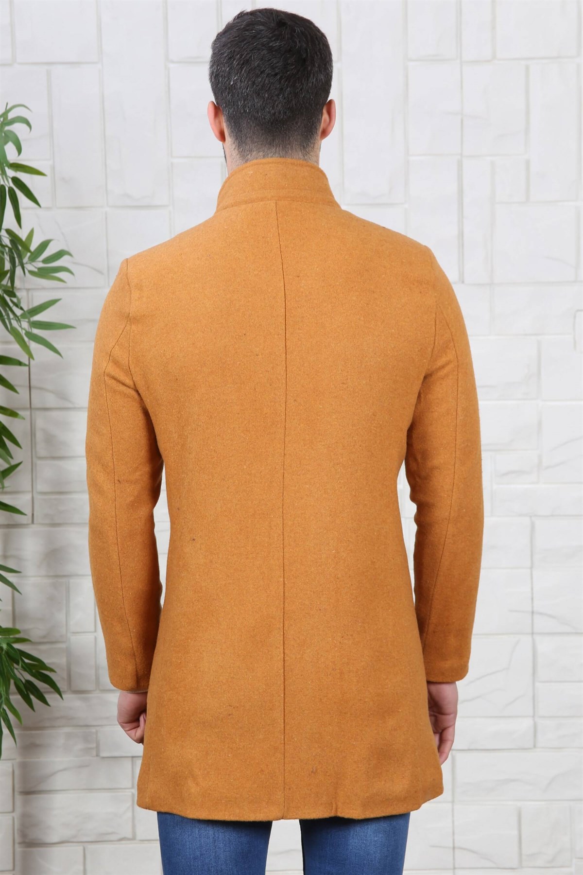 DİK YAKA KAŞE ERKEK KABAN CAMEL