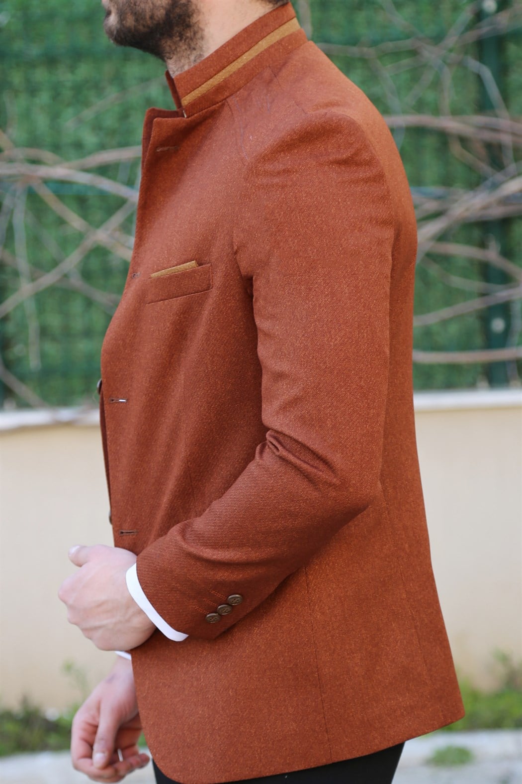 ERKEK SLİM FİT DİK YAKA SPOR BLAZER TABA TABA