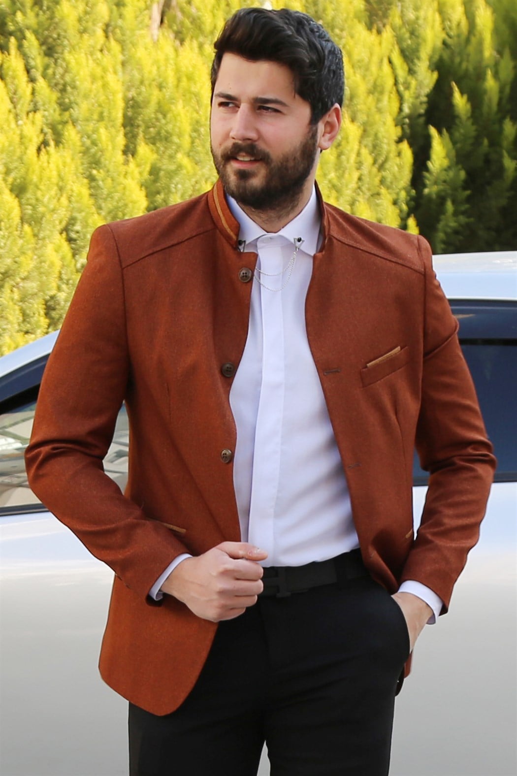 ERKEK SLİM FİT DİK YAKA SPOR BLAZER TABA TABA