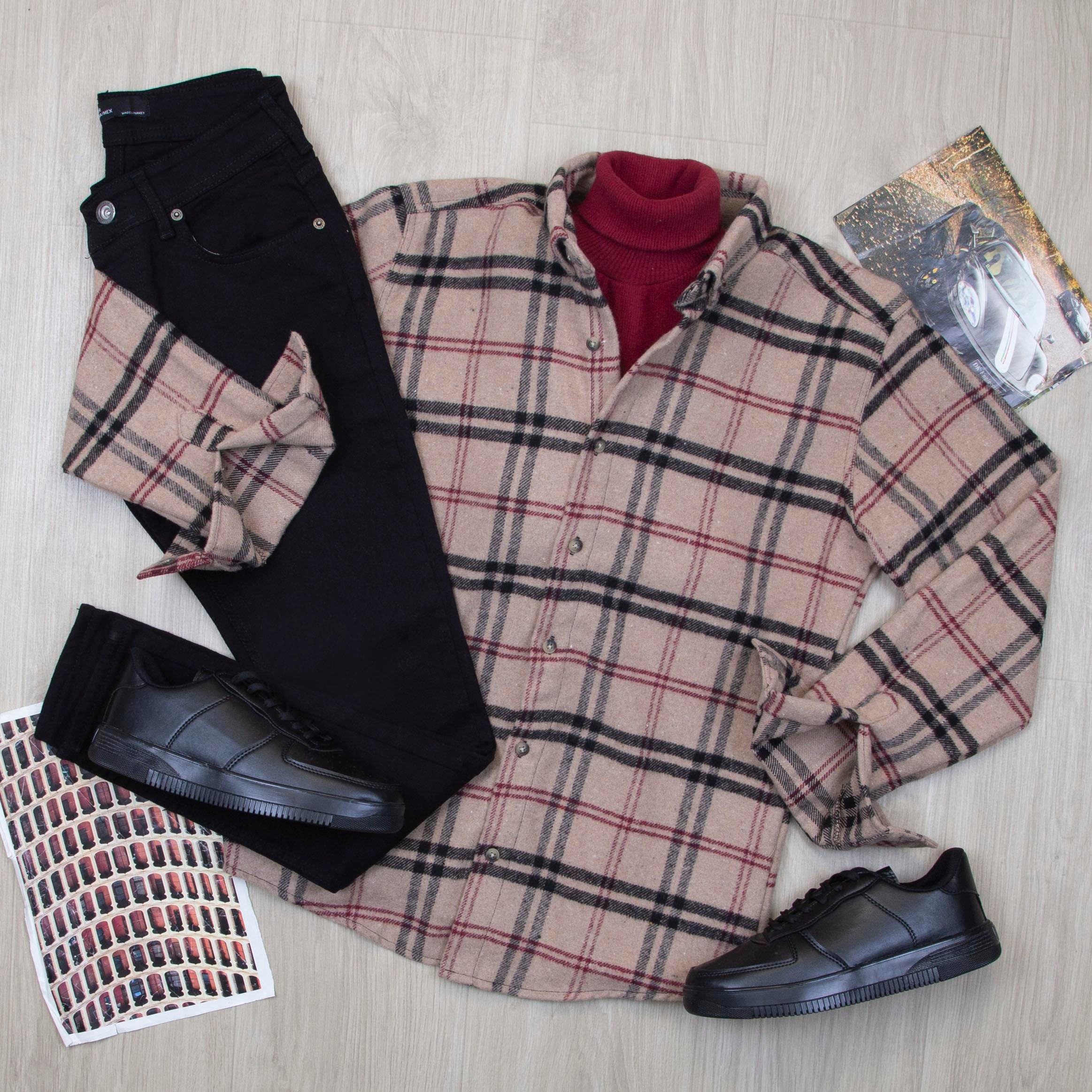 Ekose Oduncu Gömlek Pantolon Ayakkabı Kombin