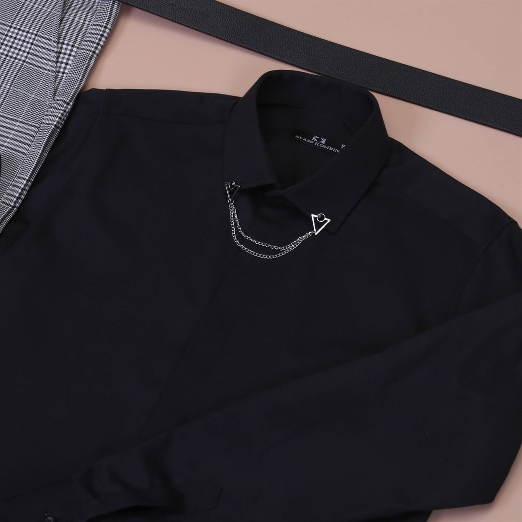 Ekose Pantolon Siyah Gömlek Ayakkabı Kombini