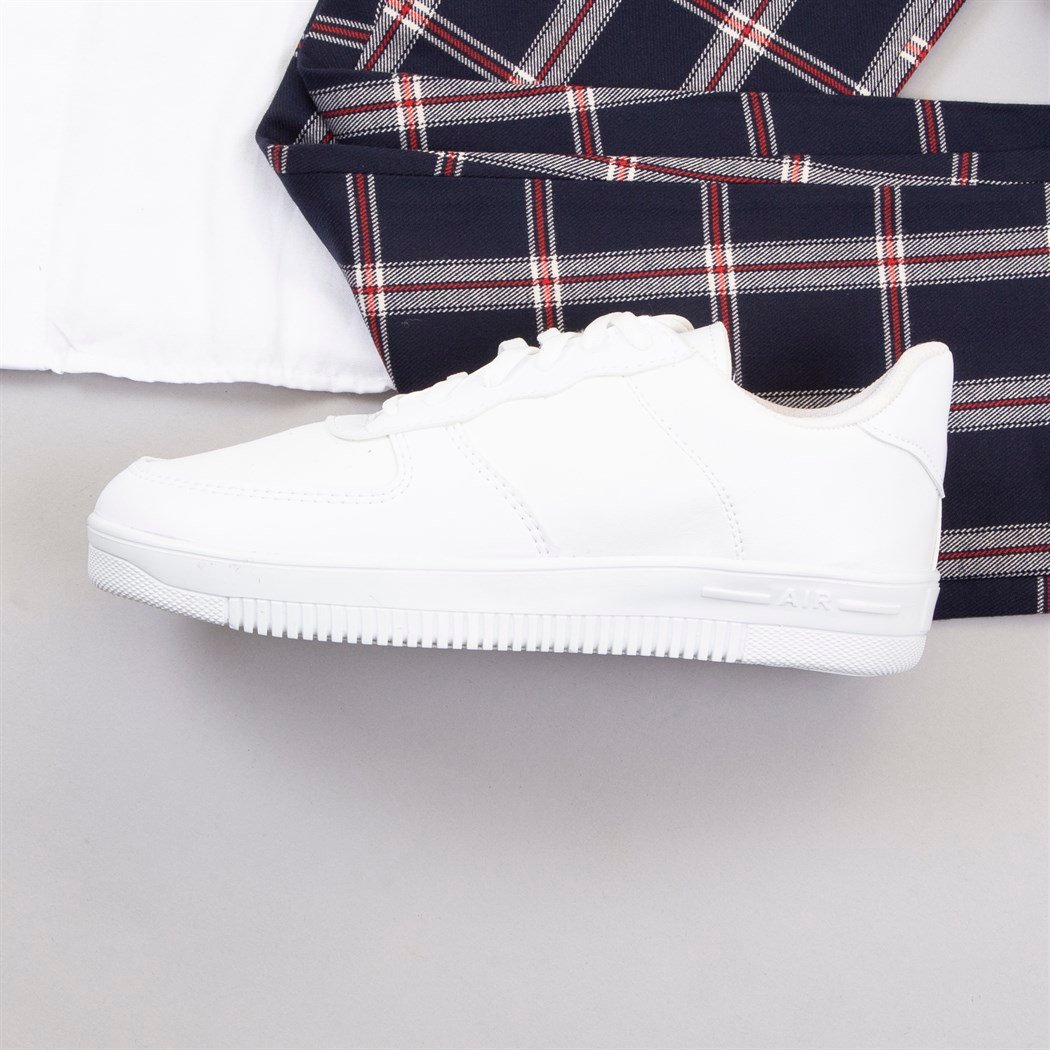 Ekoseli Lacivert Pantolon Gömlek Ayakkabı Kombin