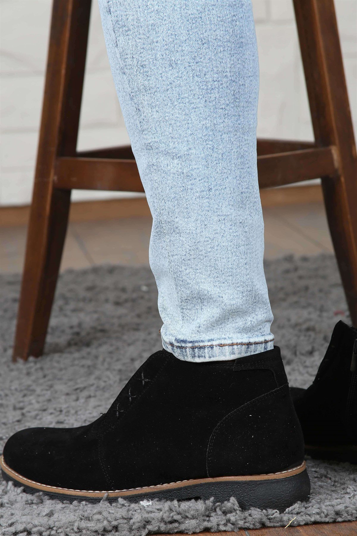 ERKEK BAĞCIKLI ERKEK YARIM BOT SİYAH SÜET SİYAH SÜET