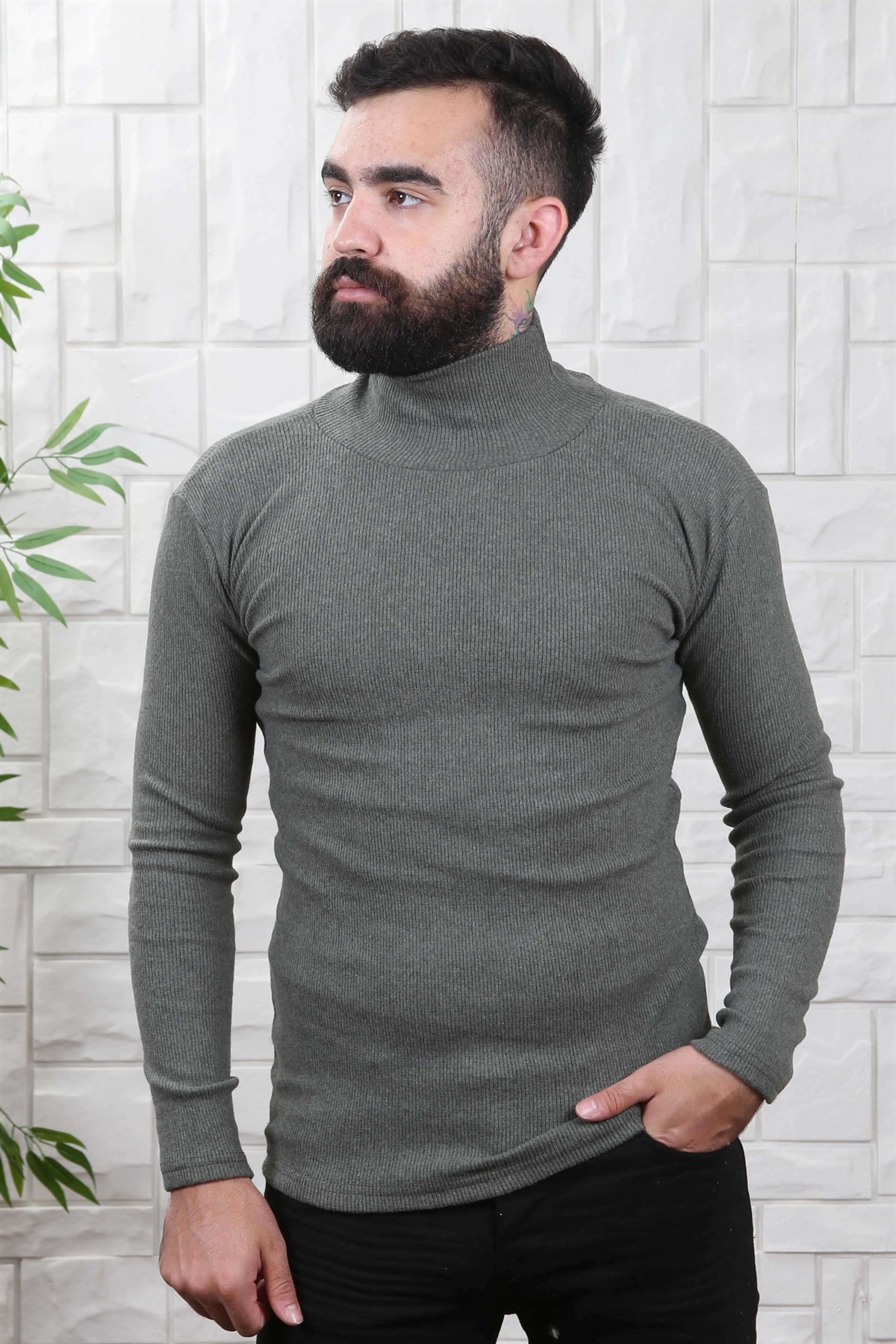 ERKEK BALIKCI YAKA ERKEK TRİKO HAKİ HAKİ