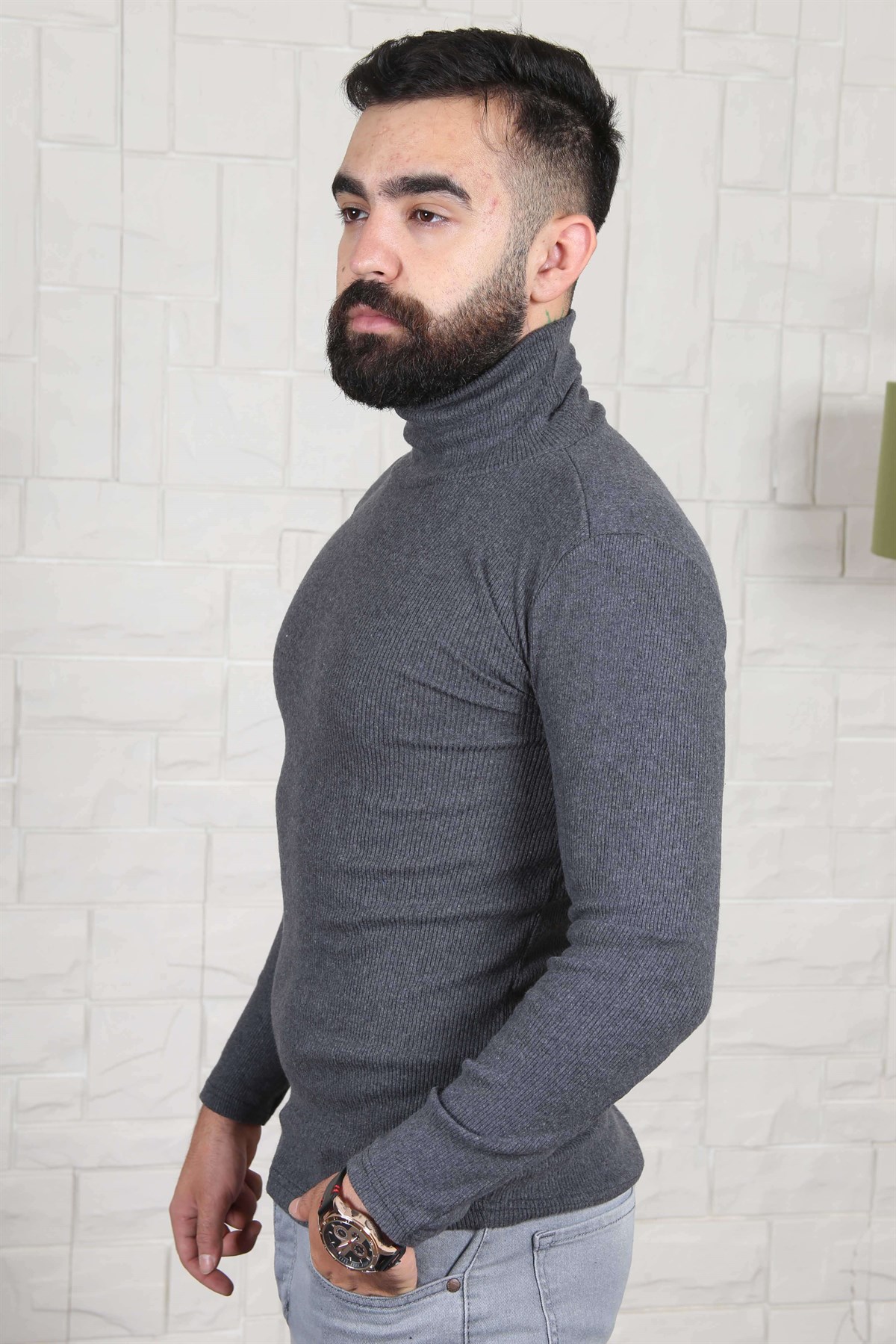 ERKEK BALIKCI YAKA ERKEK TRİKO K.GRI K.GRI