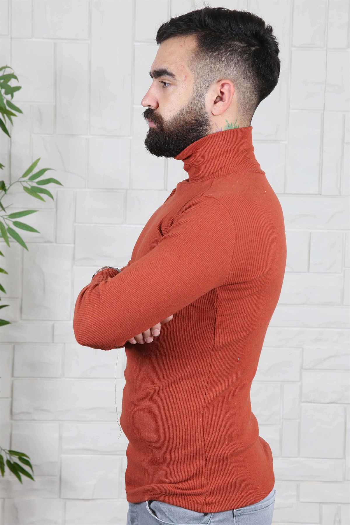 ERKEK BALIKCI YAKA ERKEK TRİKO KIREMIT KIREMIT