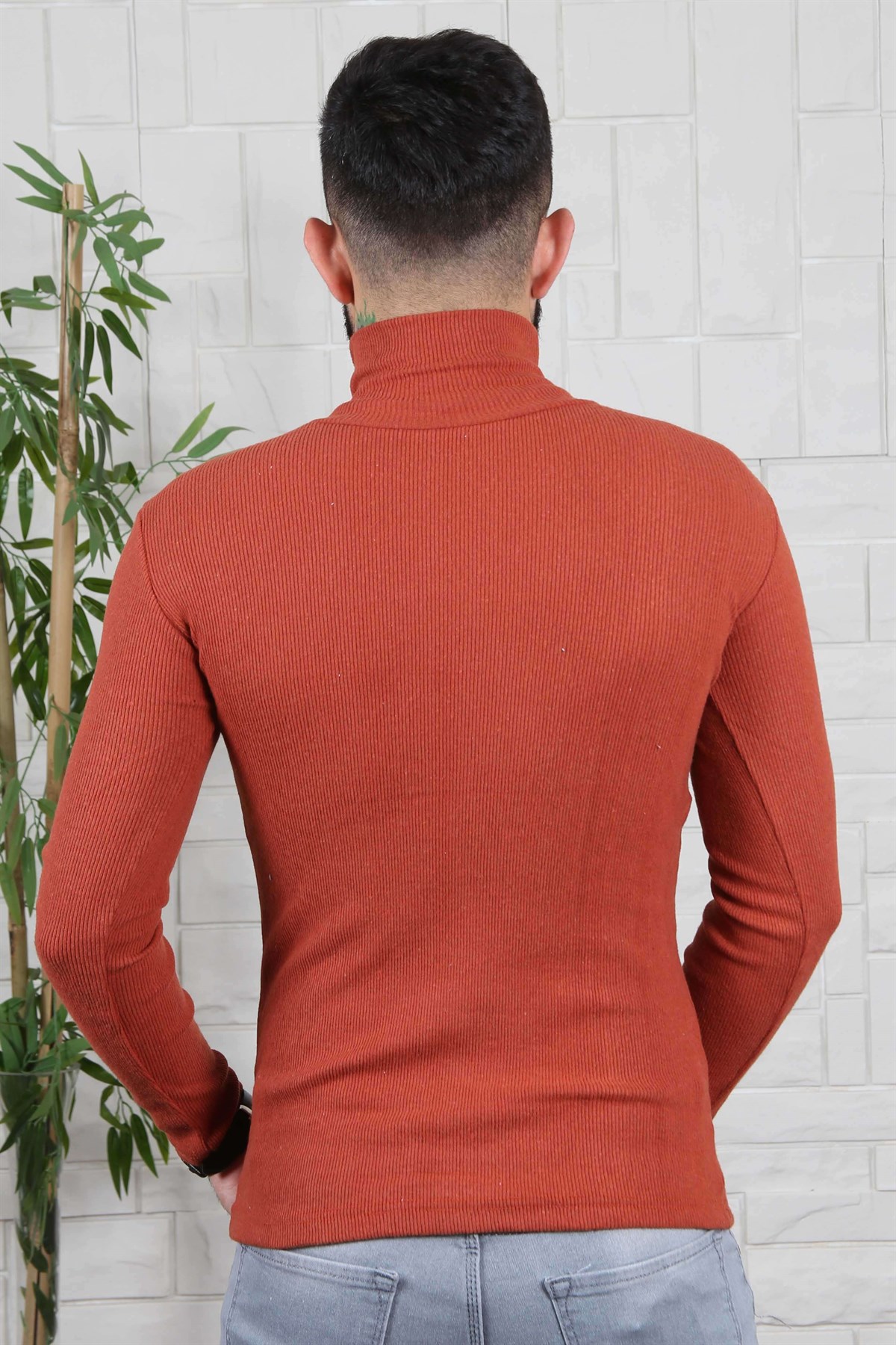 ERKEK BALIKCI YAKA ERKEK TRİKO KIREMIT KIREMIT