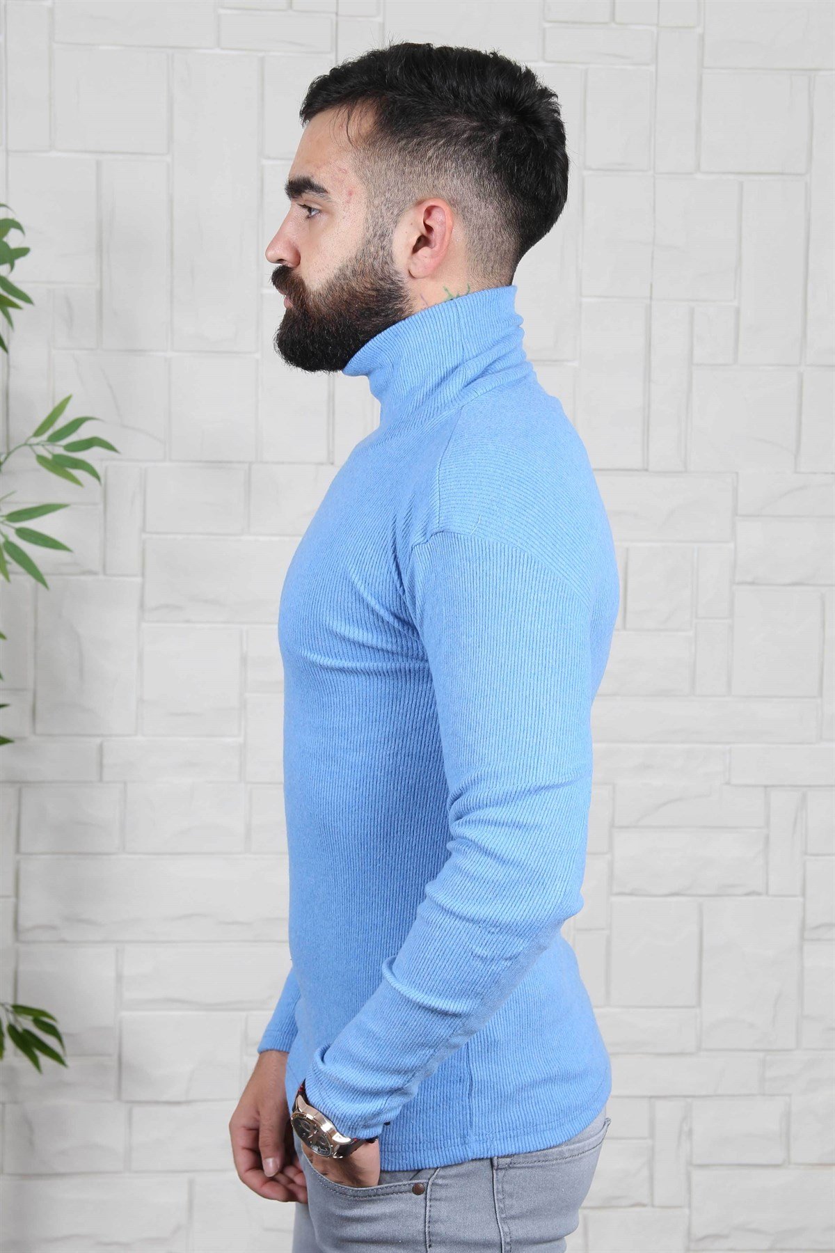 ERKEK BALIKCI YAKA ERKEK TRİKO MAVİ MAVİ
