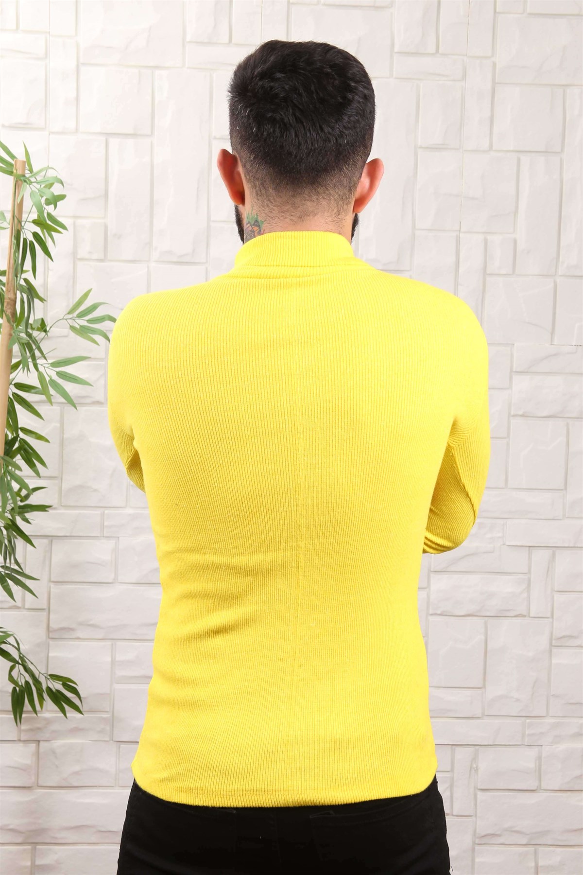 ERKEK BALIKCI YAKA ERKEK TRİKO SARI SARI