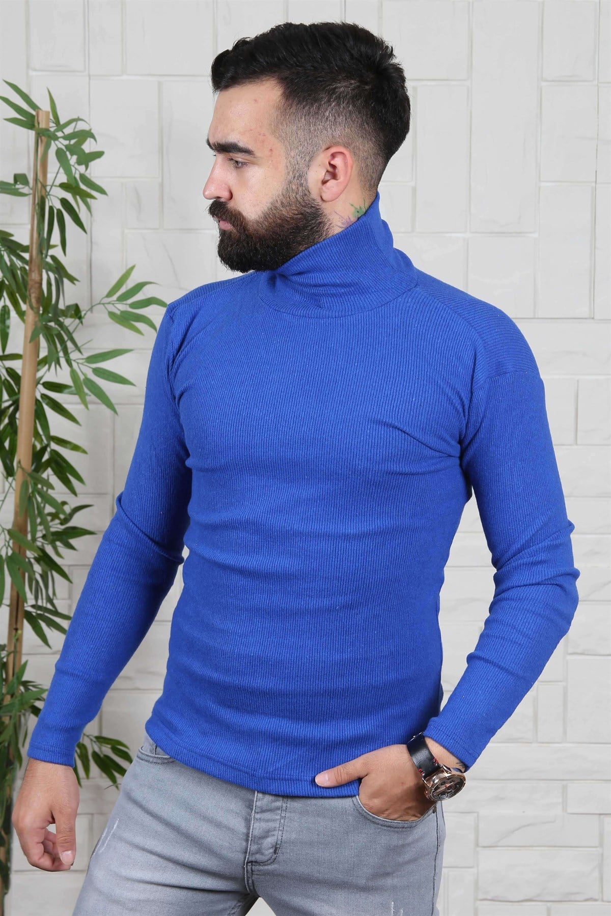 ERKEK BALIKCI YAKA ERKEK TRİKO SAX SAX