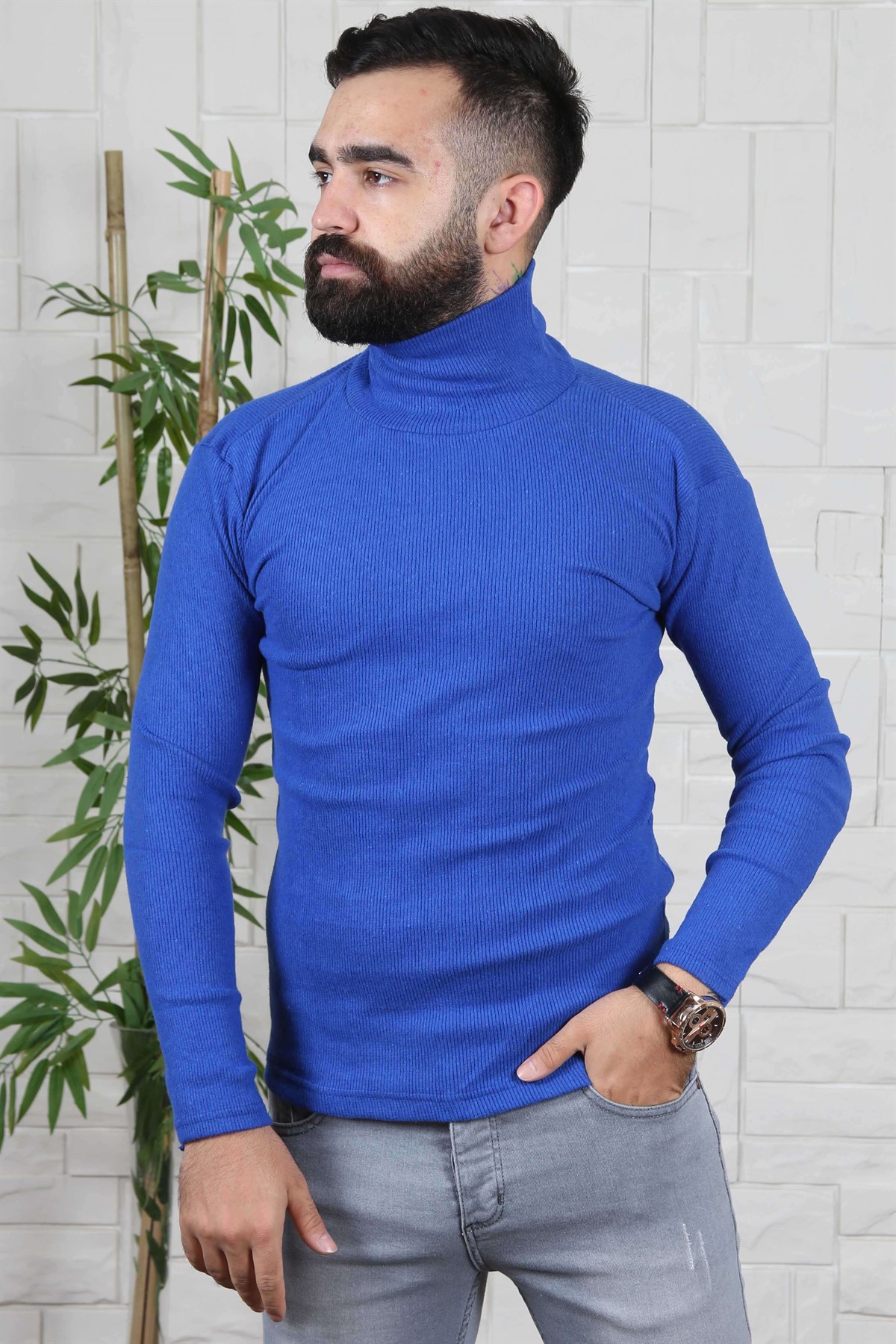 ERKEK BALIKCI YAKA ERKEK TRİKO SAX SAX