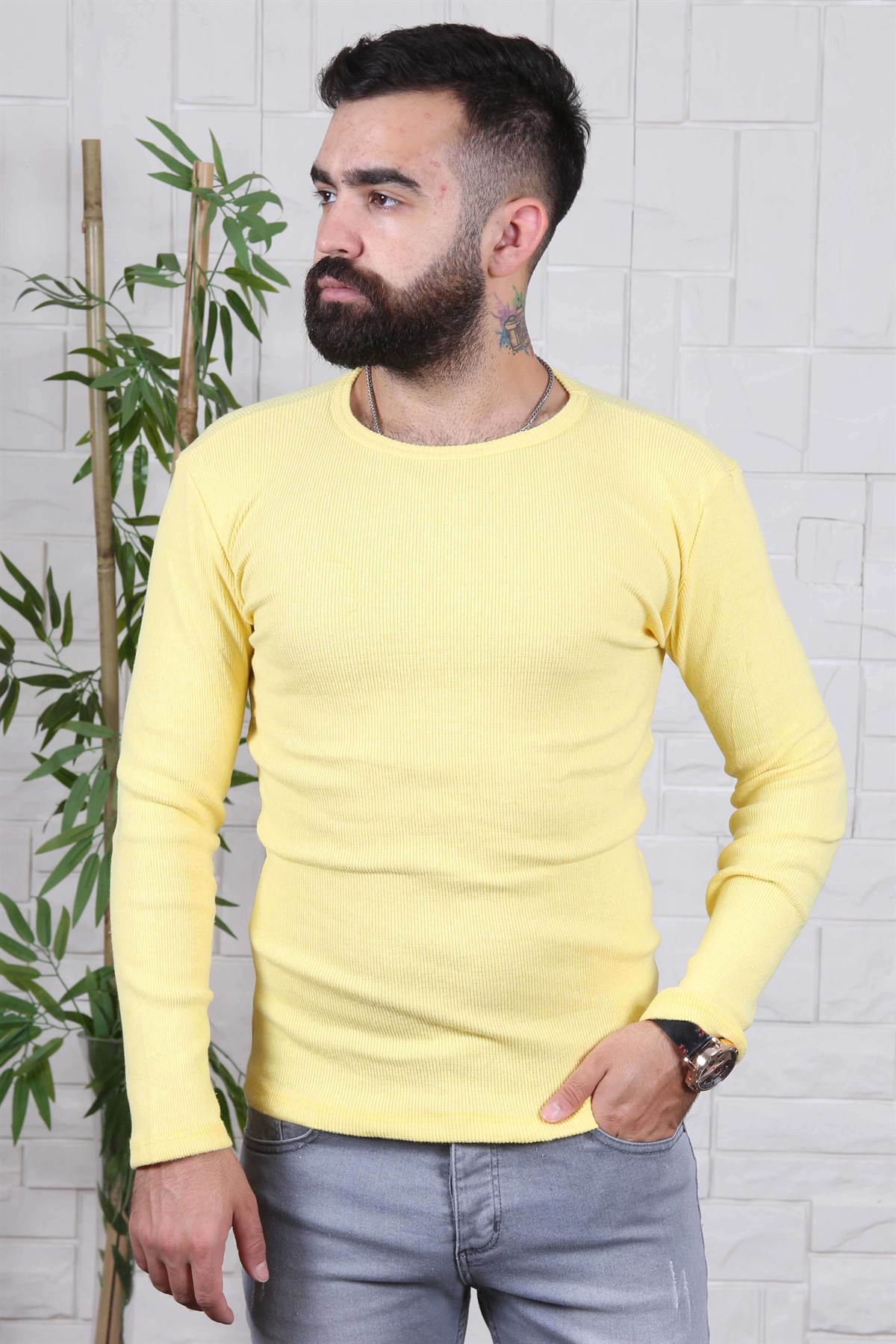 ERKEK BİSİKLET YAKA ERKEK TRİKO A.SARI A.SARI