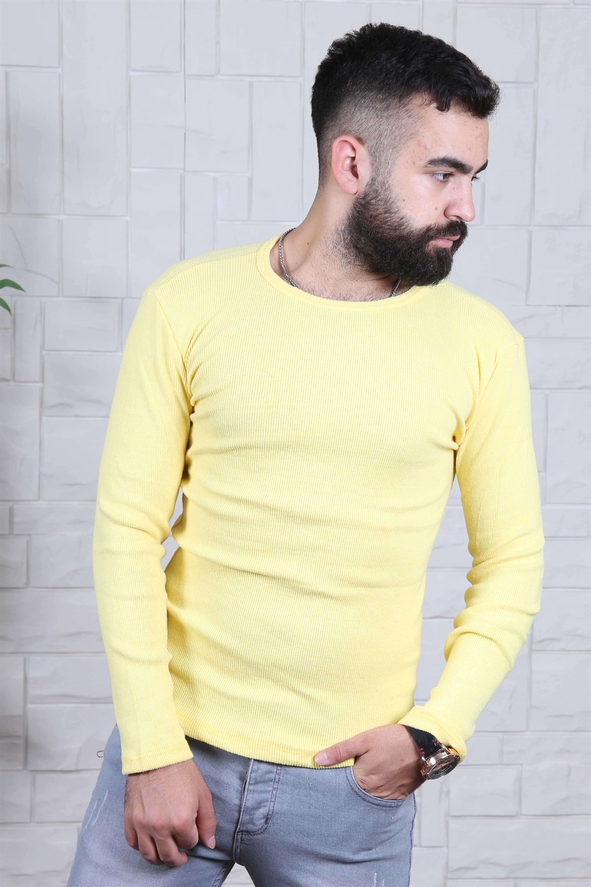 ERKEK BİSİKLET YAKA ERKEK TRİKO A.SARI A.SARI