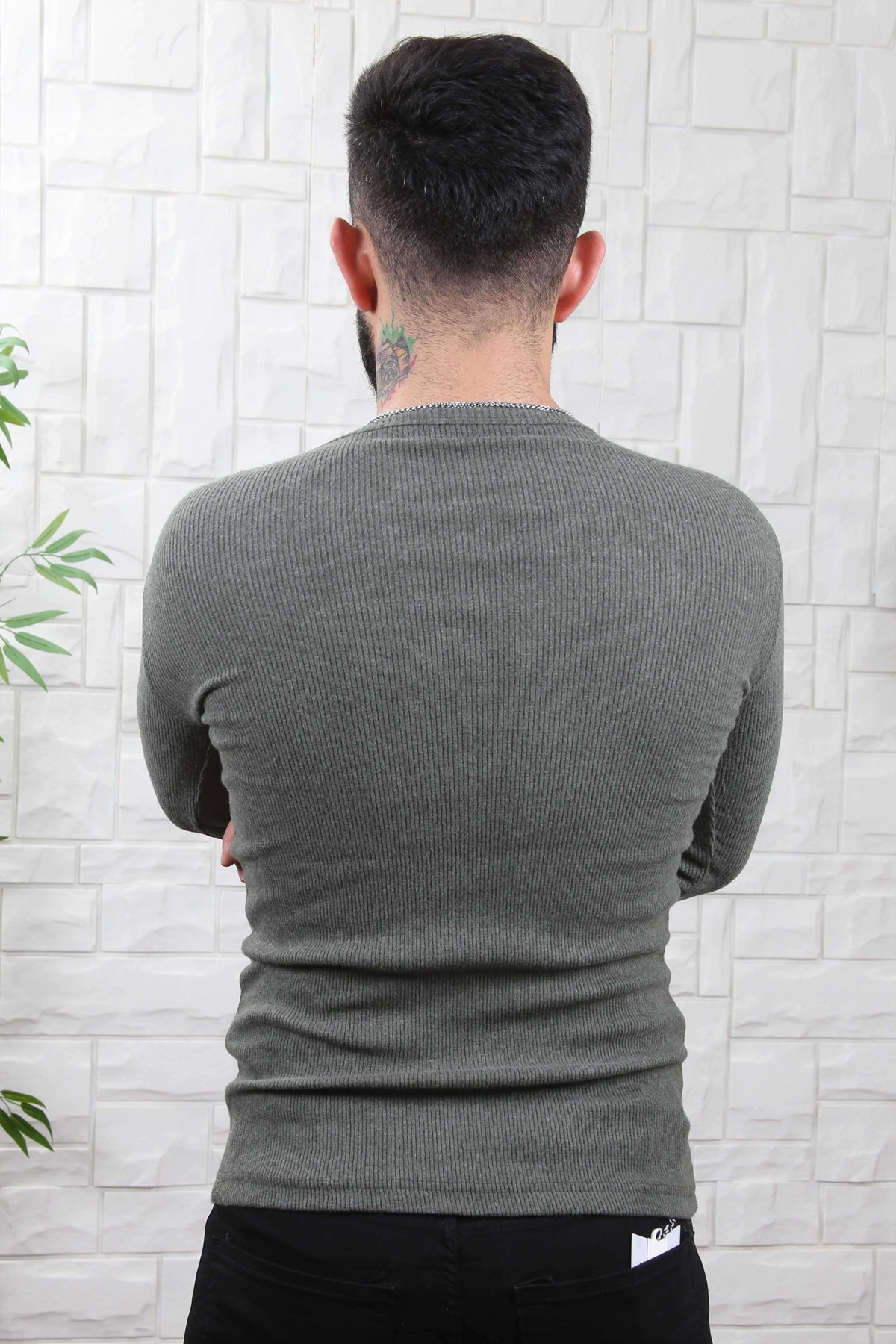 ERKEK BİSİKLET YAKA ERKEK TRİKO HAKİ HAKİ