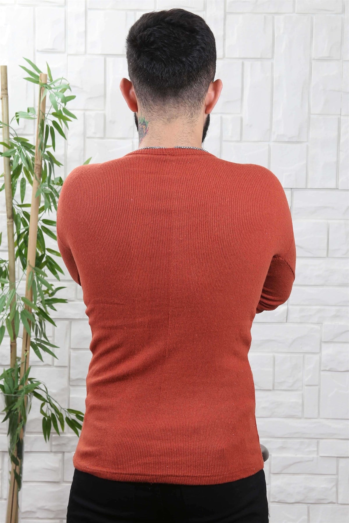 ERKEK BİSİKLET YAKA ERKEK TRİKO KIREMIT KIREMIT
