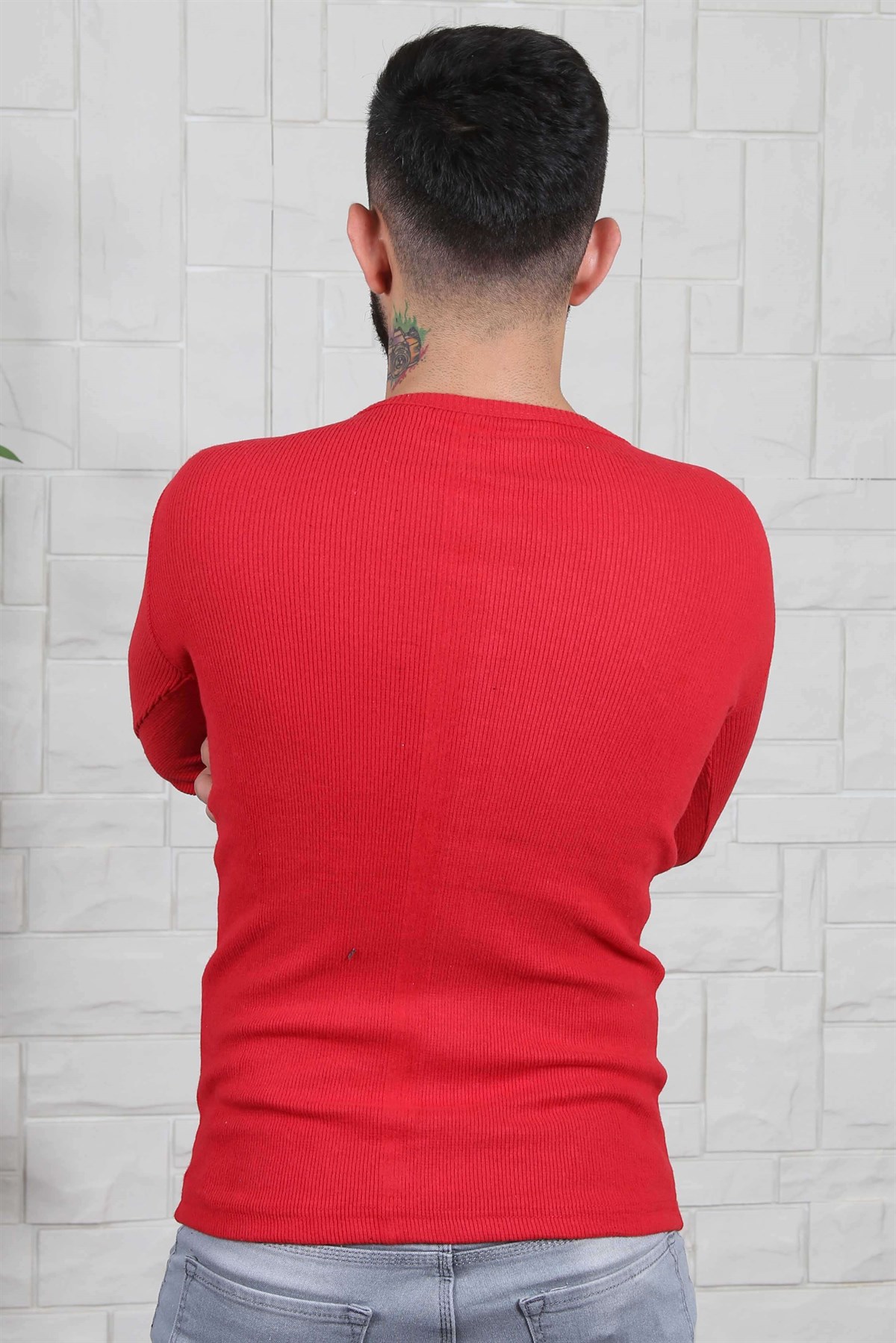 ERKEK BİSİKLET YAKA ERKEK TRİKO KIRMIZI KIRMIZI                                                     