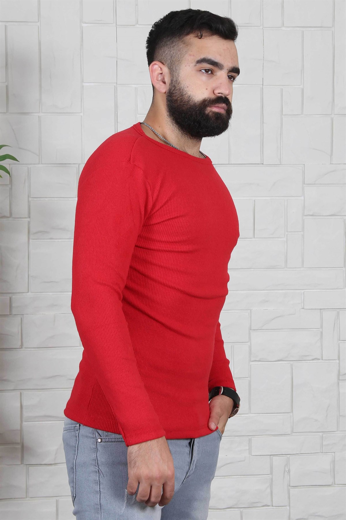 ERKEK BİSİKLET YAKA ERKEK TRİKO KIRMIZI KIRMIZI                                                     