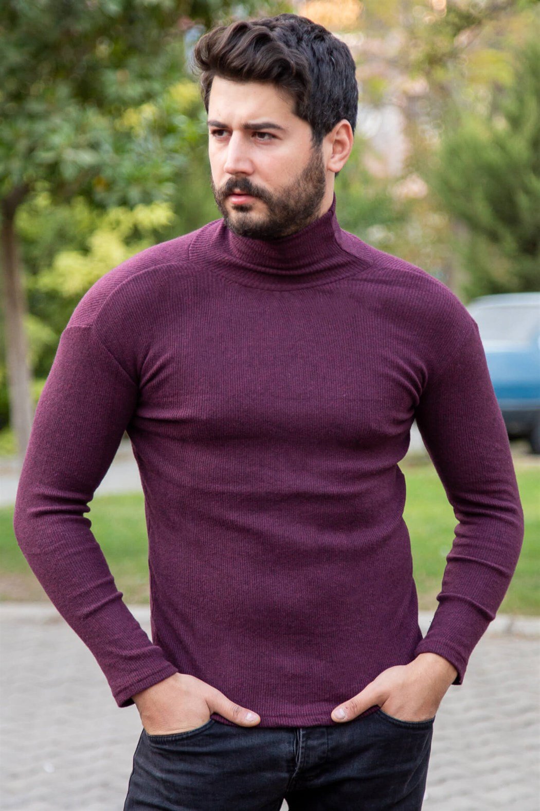 ERKEK Bogazlı Badi BORDO boğazlı badi BORDO