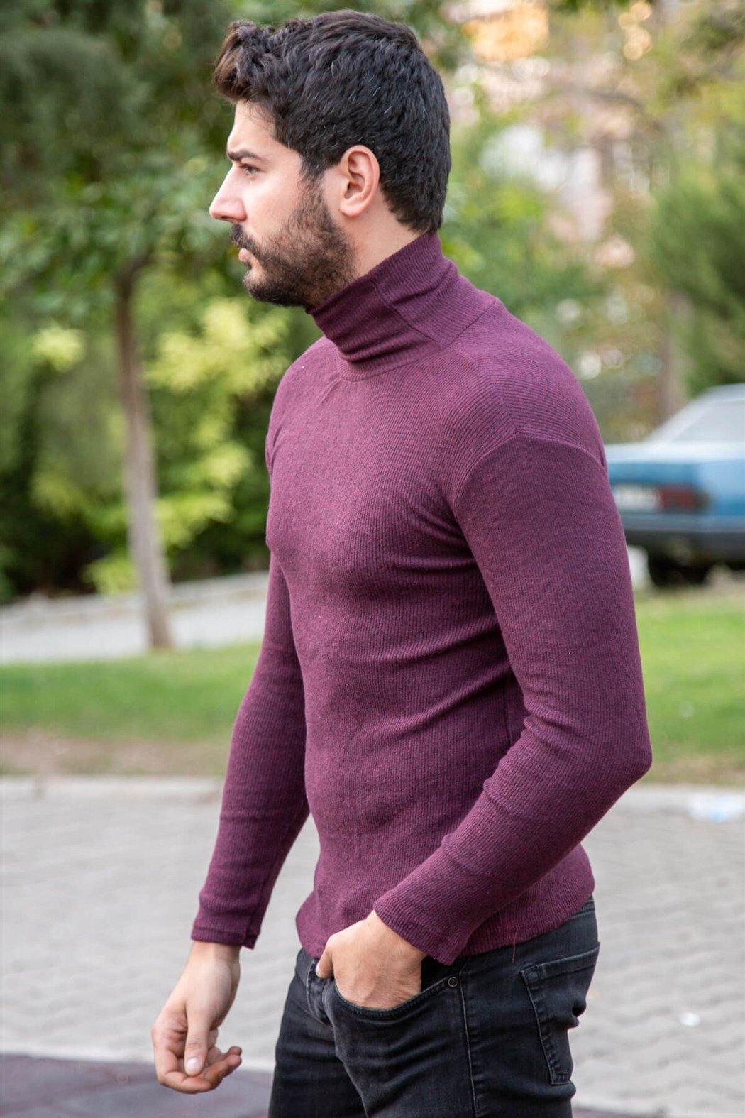 ERKEK Bogazlı Badi BORDO boğazlı badi BORDO