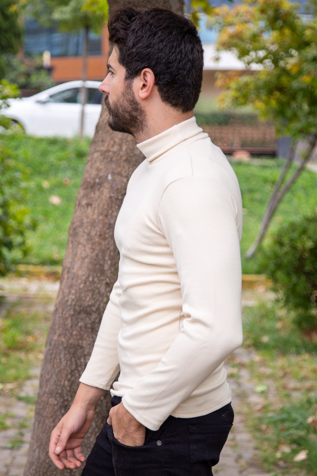 ERKEK Boğazlı Body BEJ boğazlı badi BEJ