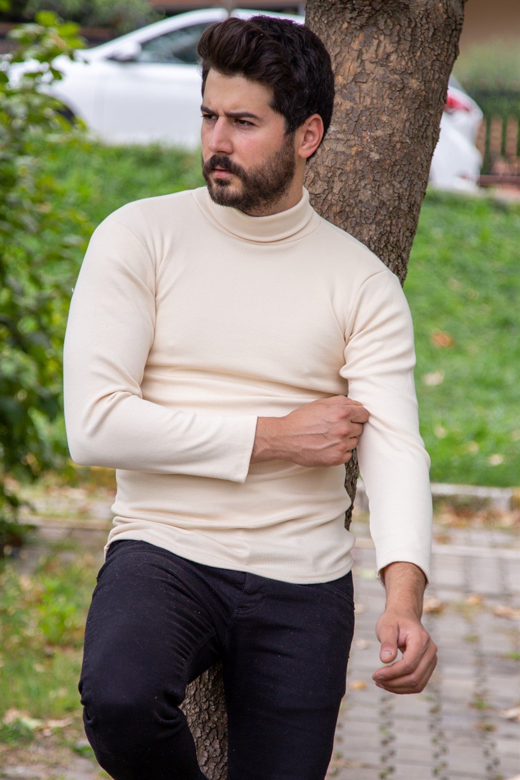 ERKEK Boğazlı Body BEJ boğazlı badi BEJ