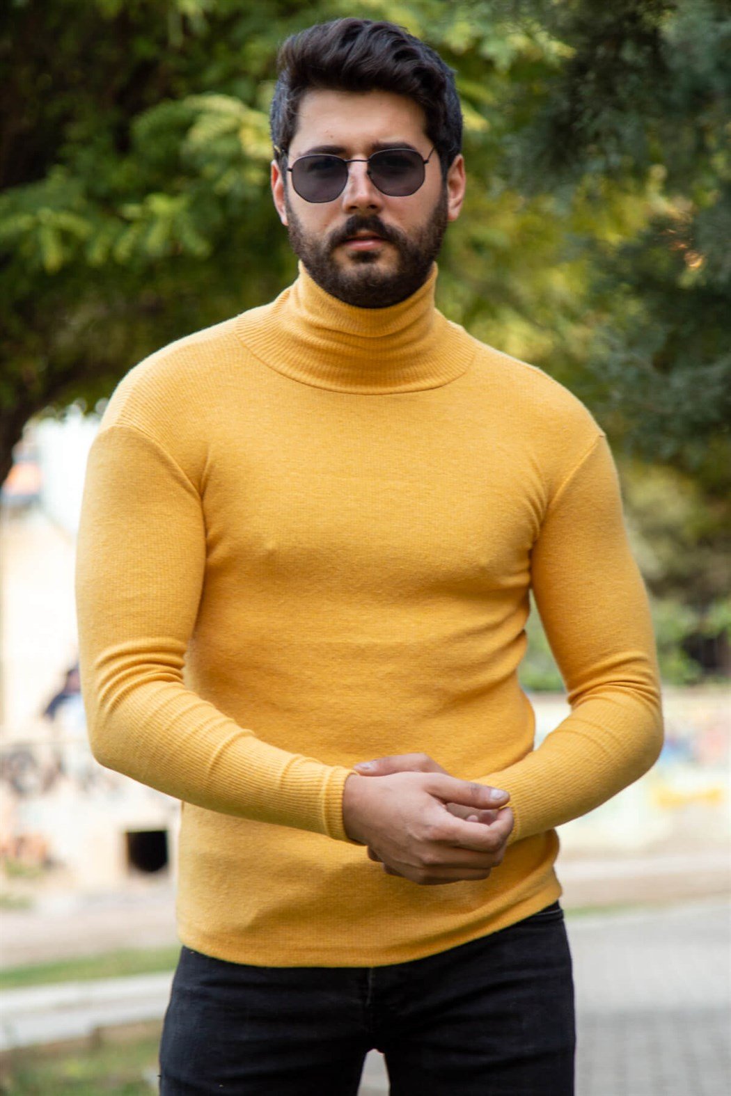 ERKEK Boğazlı Body SARI boğazlı badi SARI