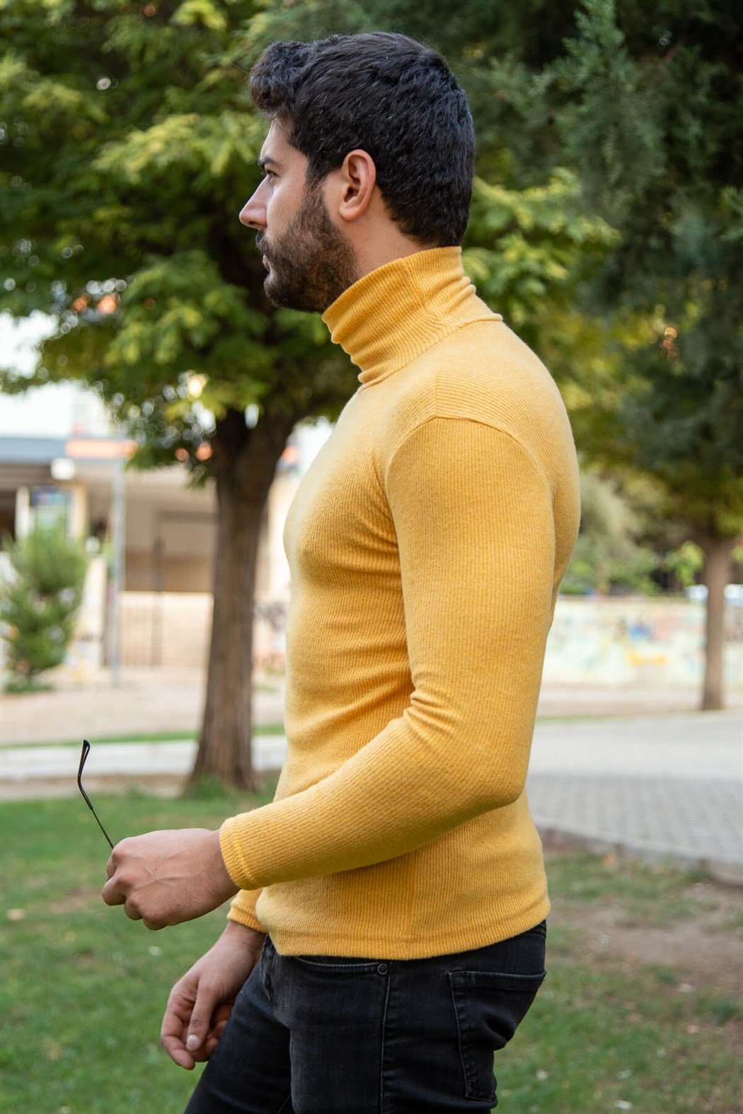 ERKEK Boğazlı Body SARI boğazlı badi SARI