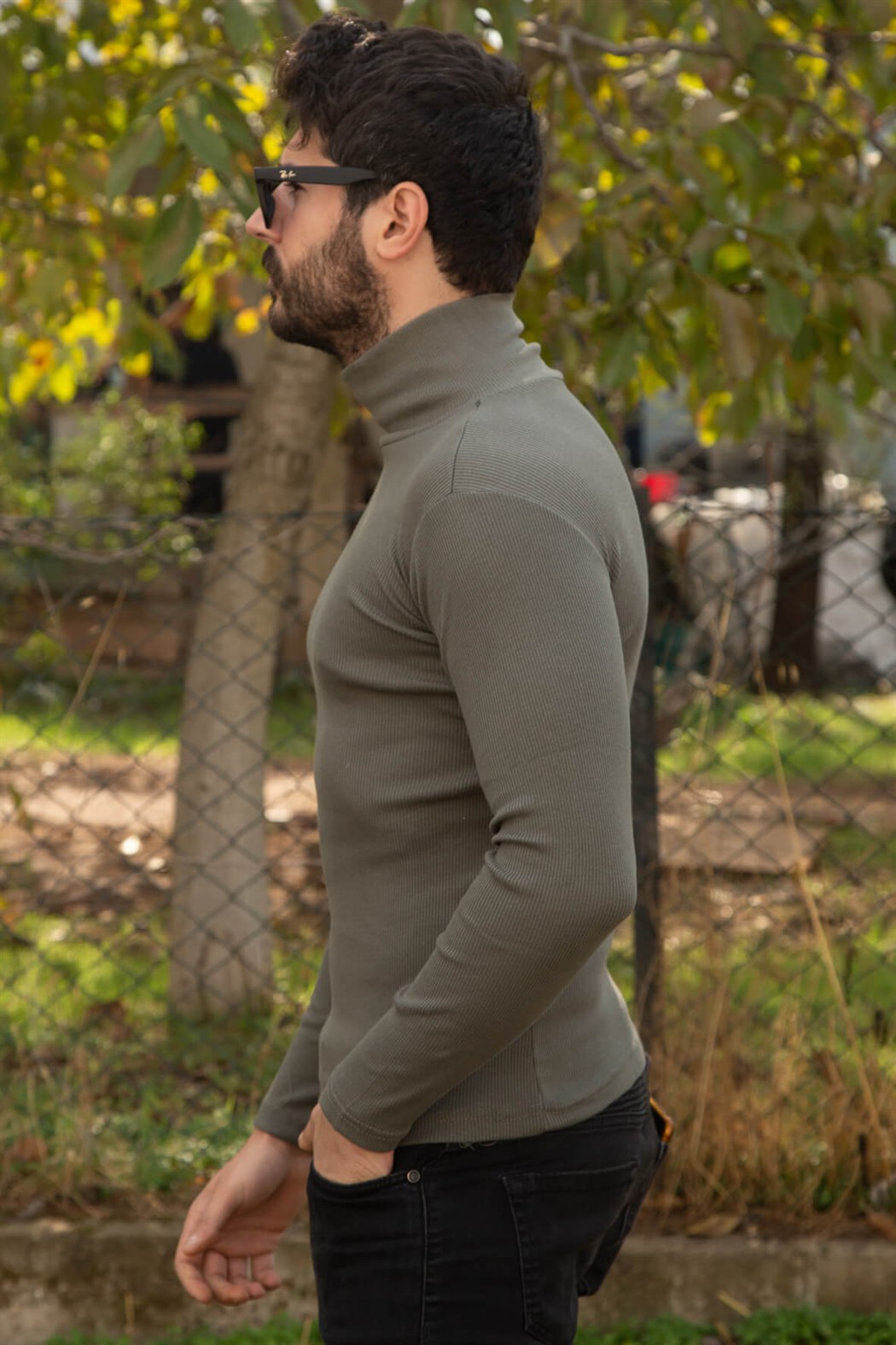 ERKEK Boğazlı Body yeşil boğazlı badi yeşil