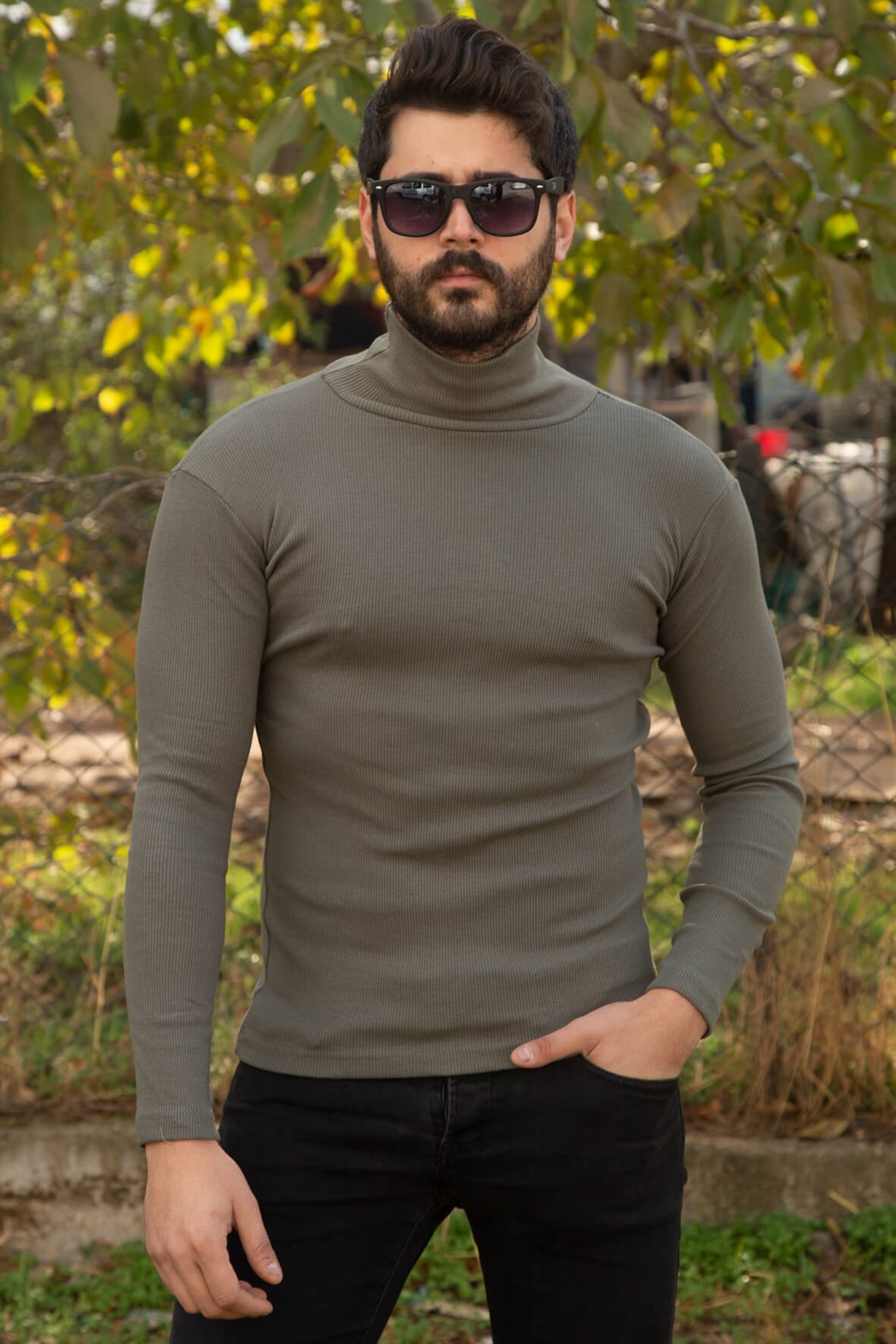 ERKEK Boğazlı Body yeşil boğazlı badi yeşil