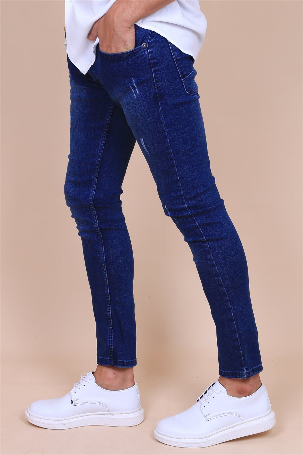 ERKEK DAR KESİM DAR PAÇA ERKEK JEAN LACİVERT JEAN LACİVERT