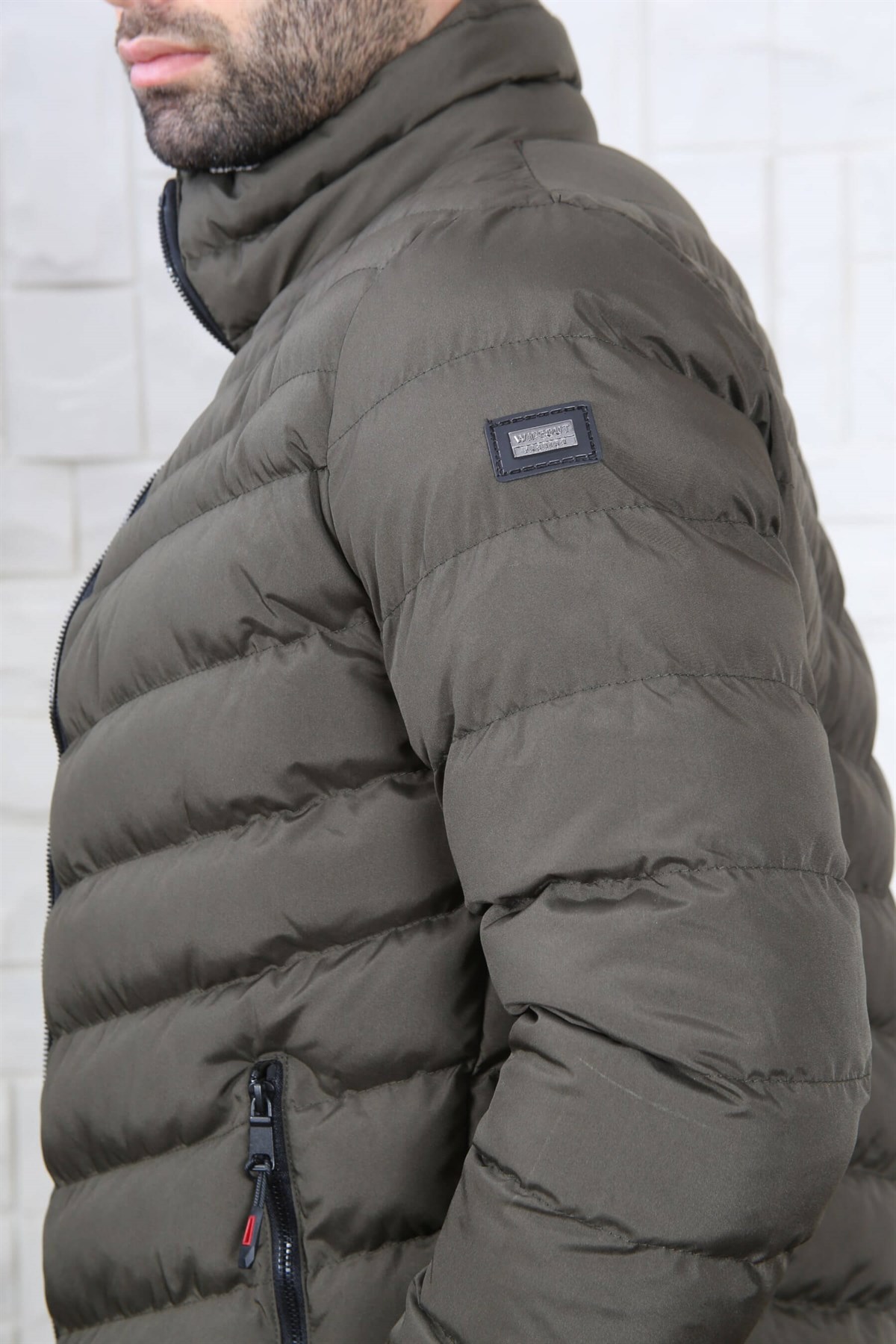 ERKEK DİK YAKA ŞİŞME MONT HAKİ HAKİ