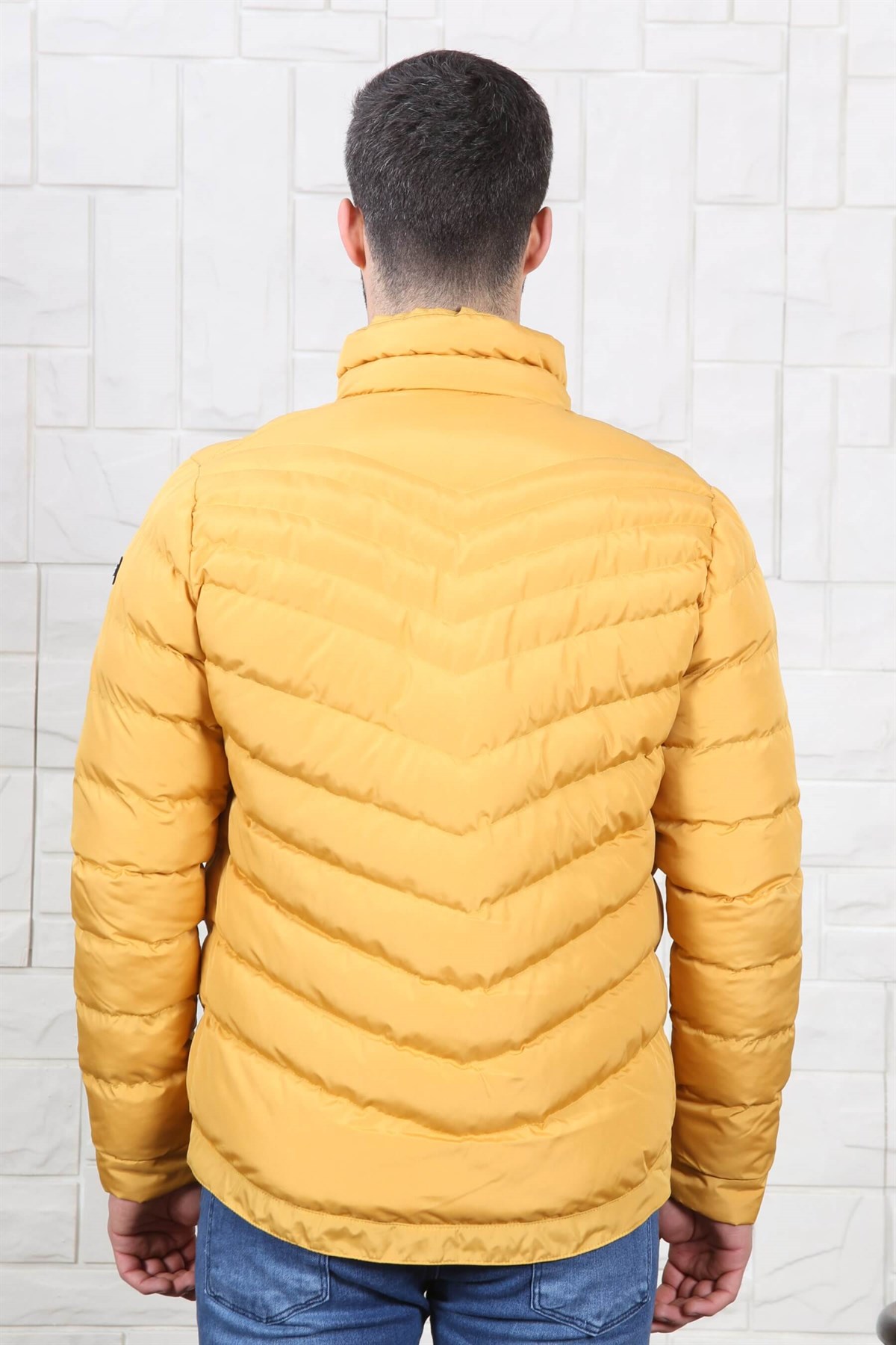ERKEK DİK YAKA ŞİŞME MONT SARI SARI