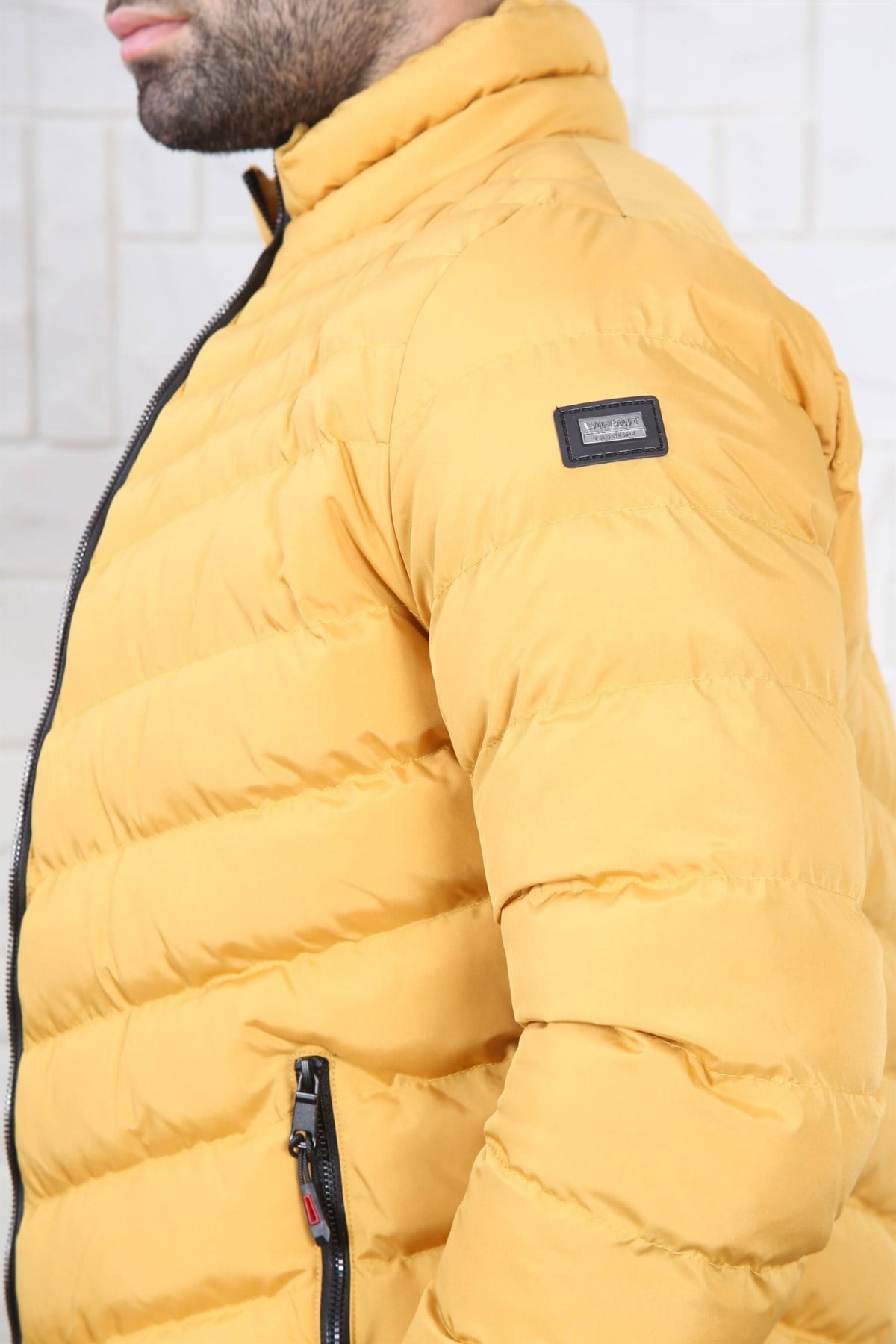 ERKEK DİK YAKA ŞİŞME MONT SARI SARI