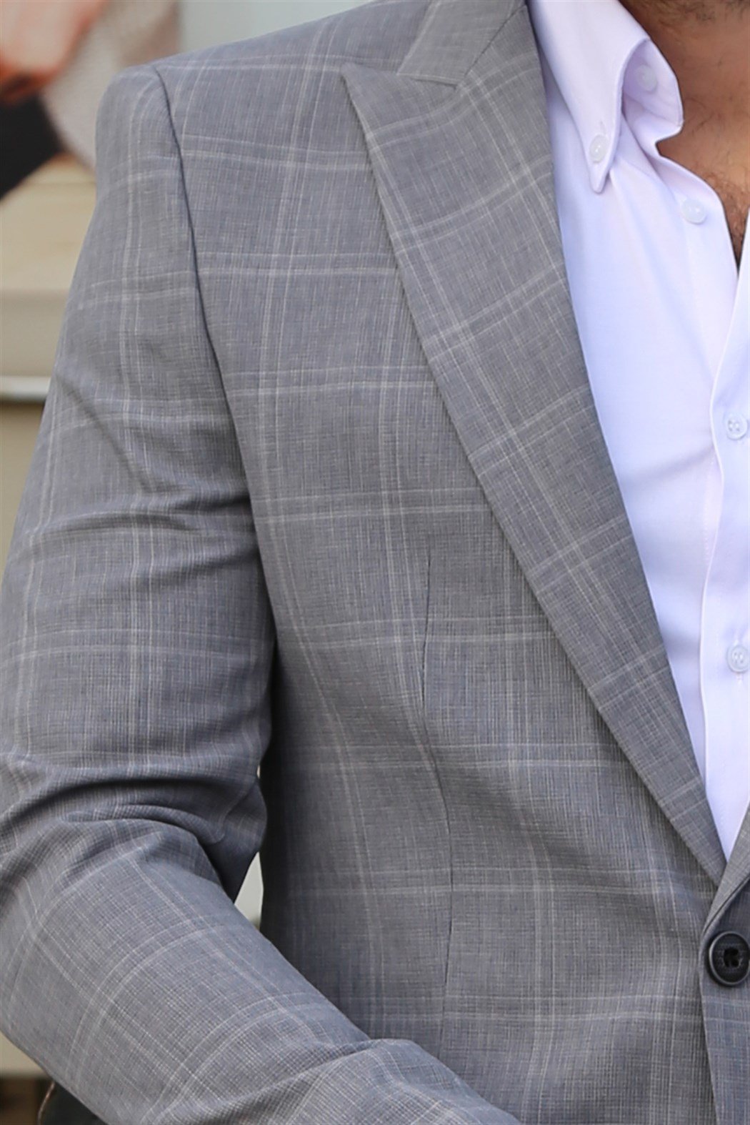 ERKEK Ekoseli Erkek Slim Blezir Ceket GRİ CEKET GRİ