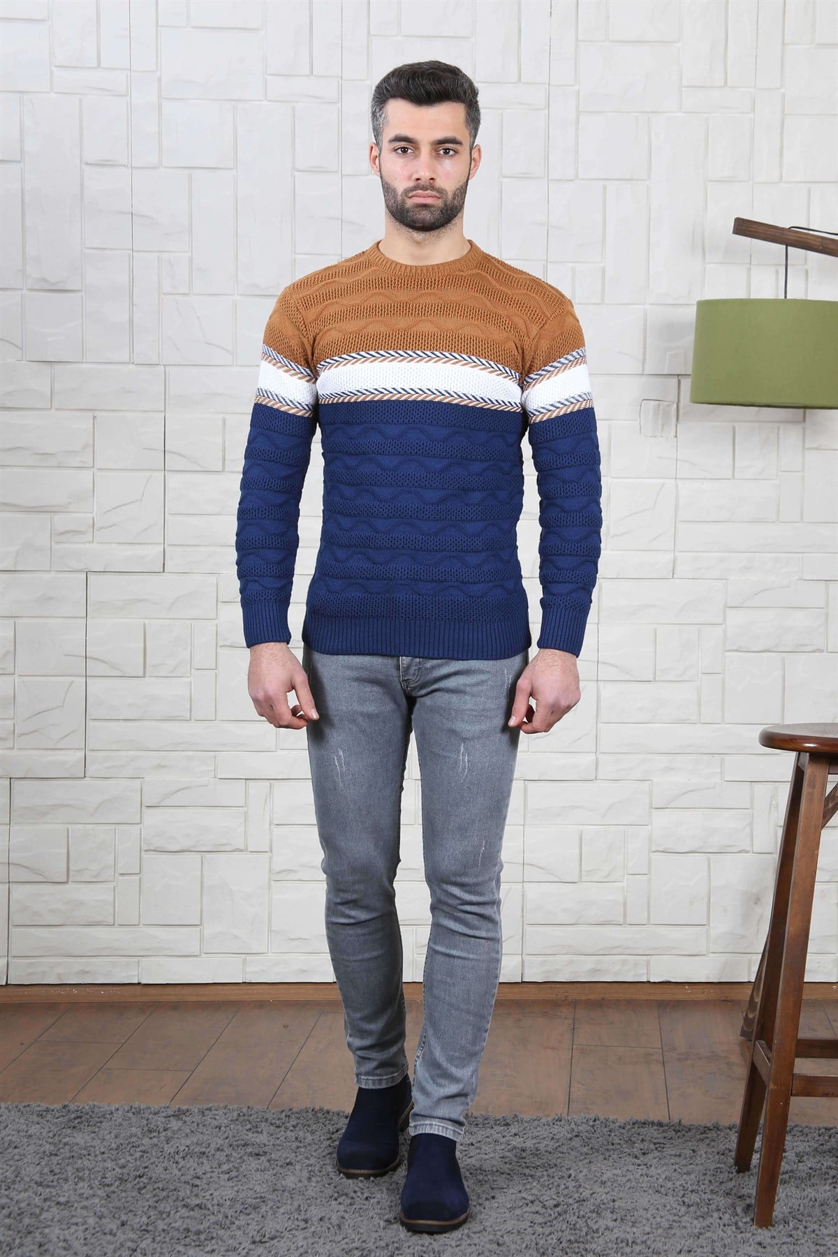 ERKEK GÖĞÜS ŞERİT ÇİGİLİ TRİKO KAZAK TABA TABA