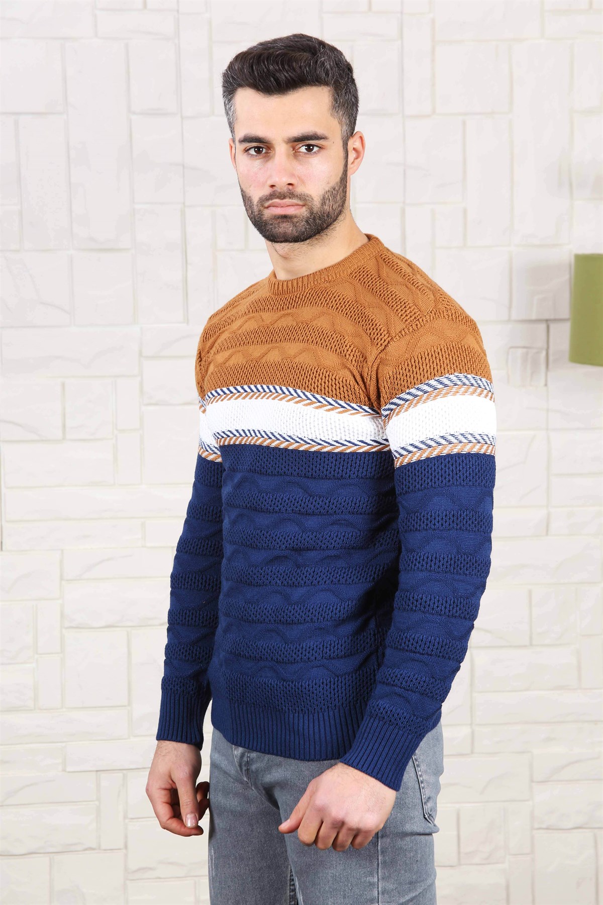 ERKEK GÖĞÜS ŞERİT ÇİGİLİ TRİKO KAZAK TABA TABA