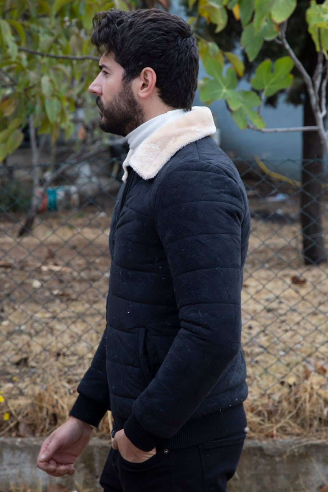 ERKEK İçi Kürklü Süet Mont SİYAH SÜET CEKET SİYAH