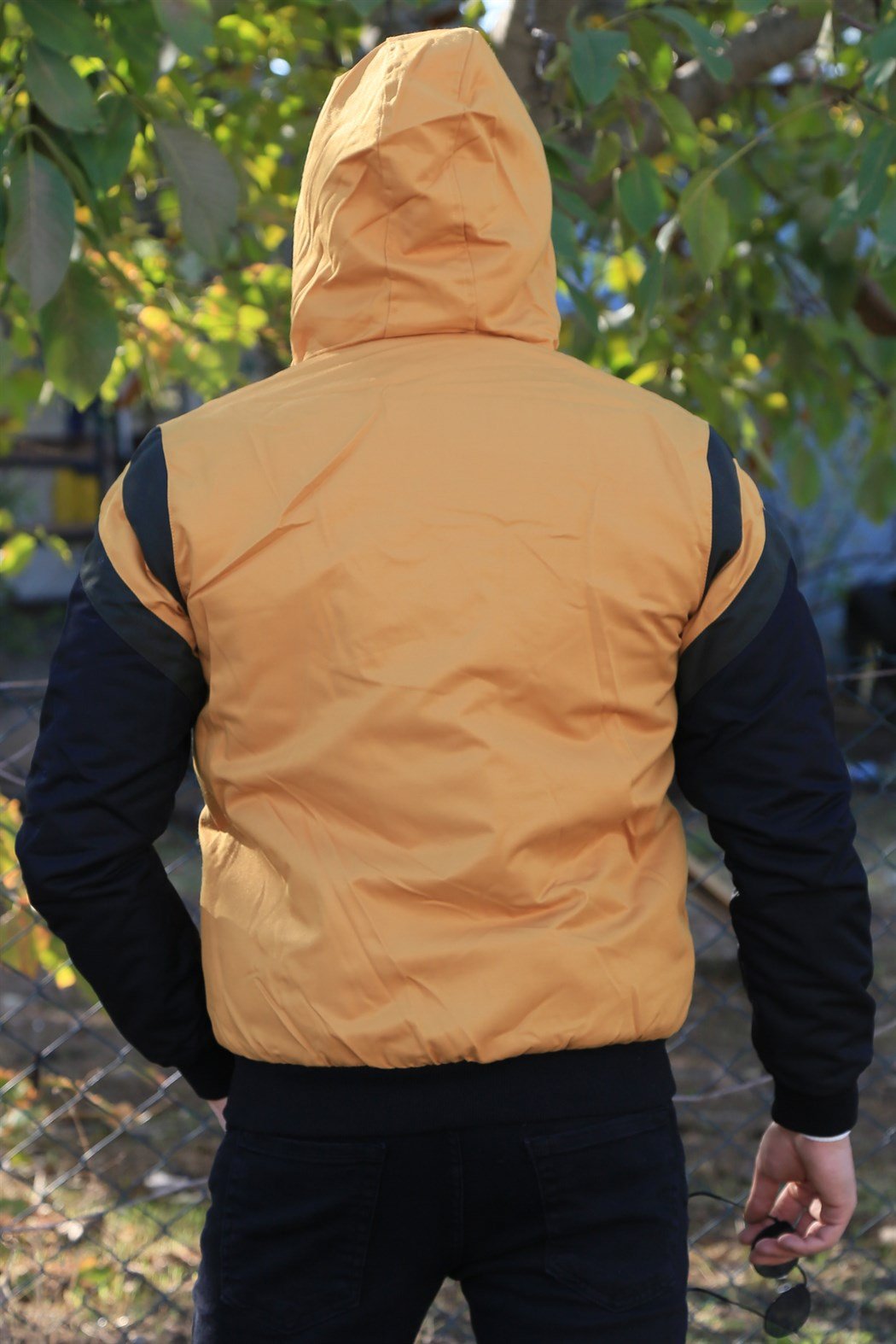 ERKEK Kapşonlu Kürklü Sarı Mont SARI mont SARI