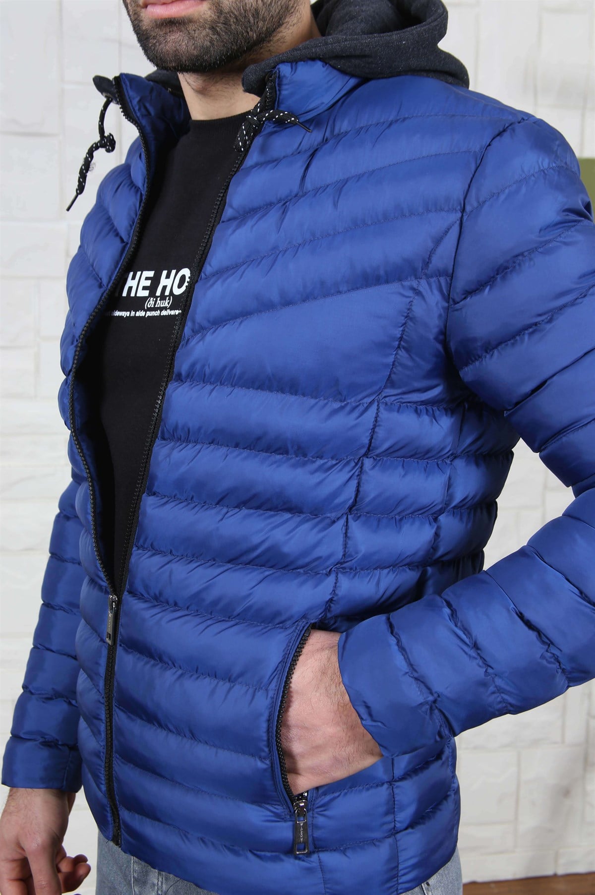 ERKEK KAPŞONLU ŞİŞME MONT SAX SAX