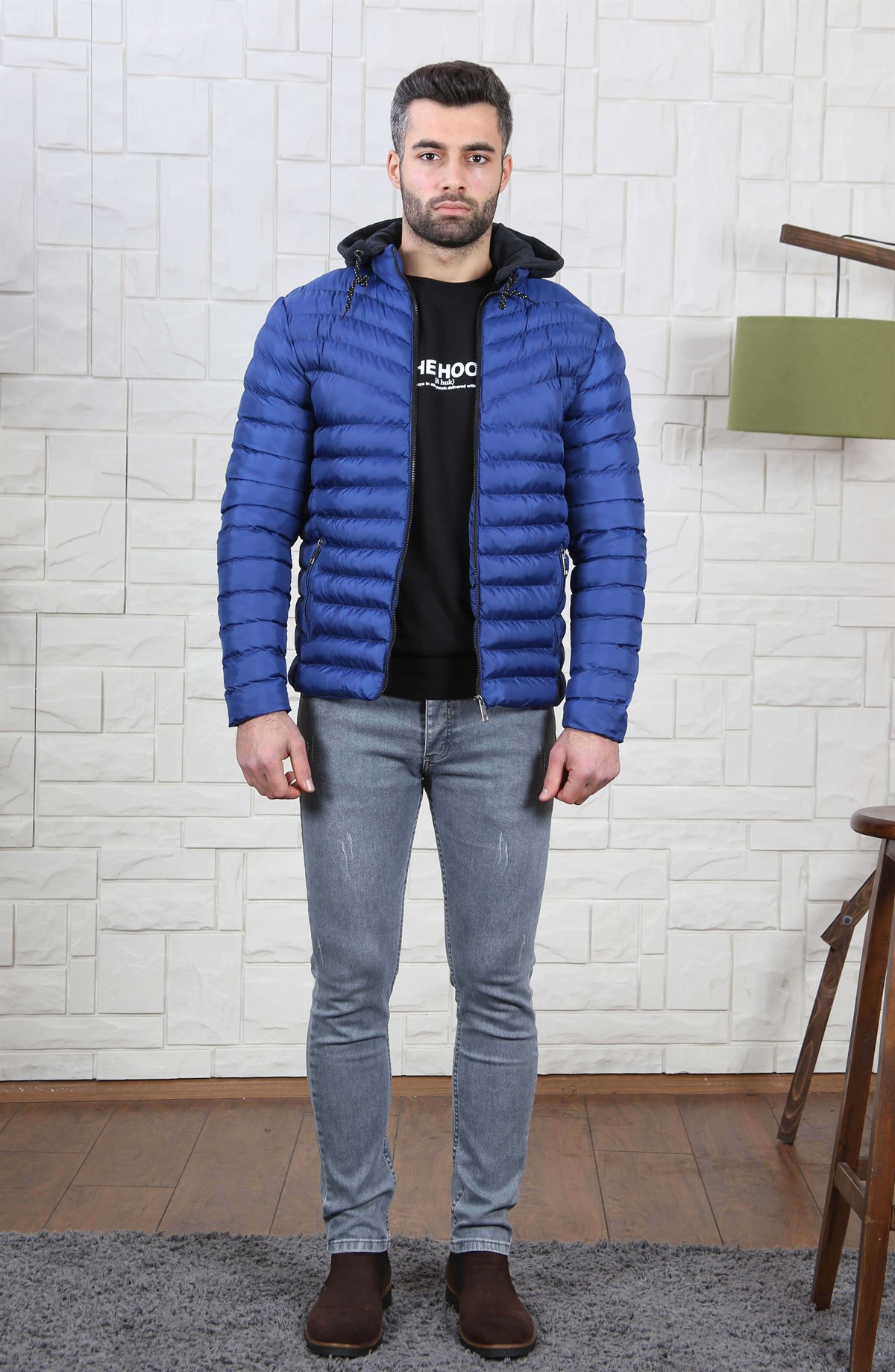 ERKEK KAPŞONLU ŞİŞME MONT SAX SAX