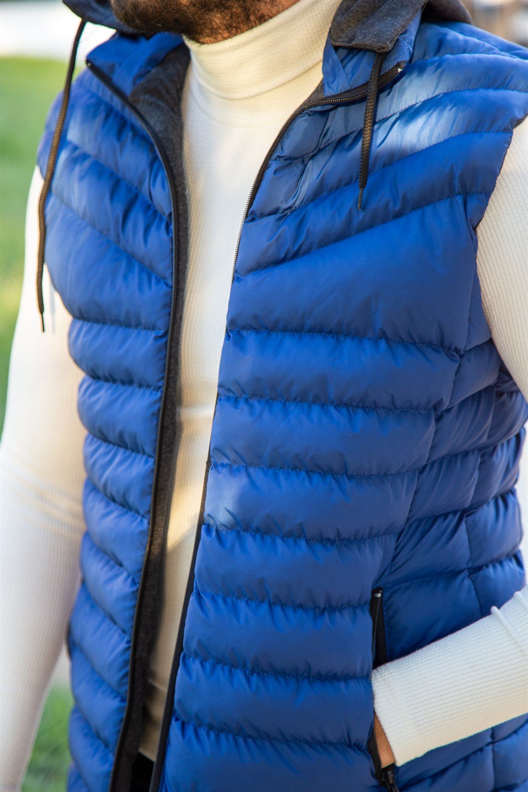 ERKEK KAPŞONLU ŞİŞME YELEK WIPEOUT MAVİ YELEK MAVİ